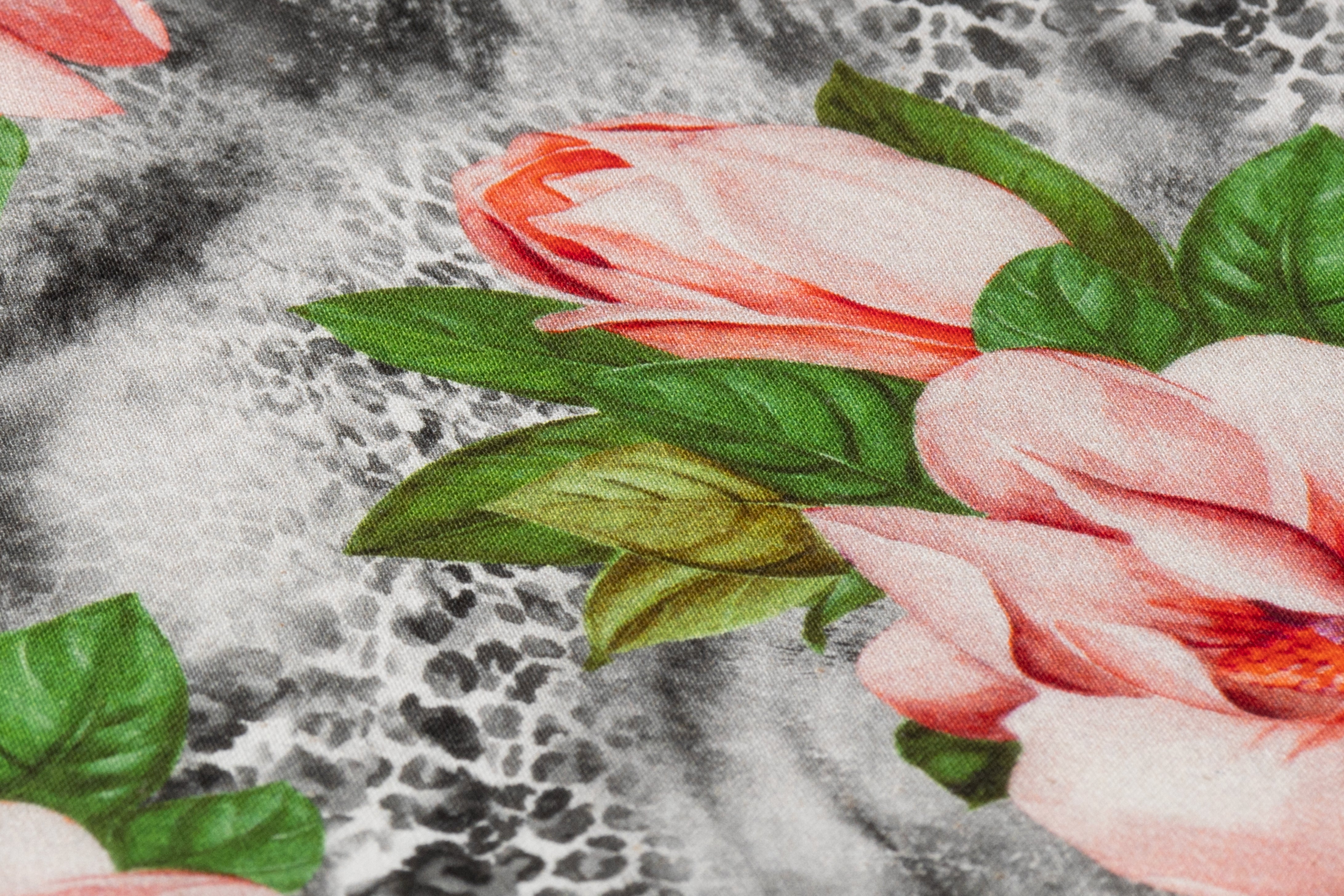 Tropical Printed Italian Cotton - Pink / Green / Gray