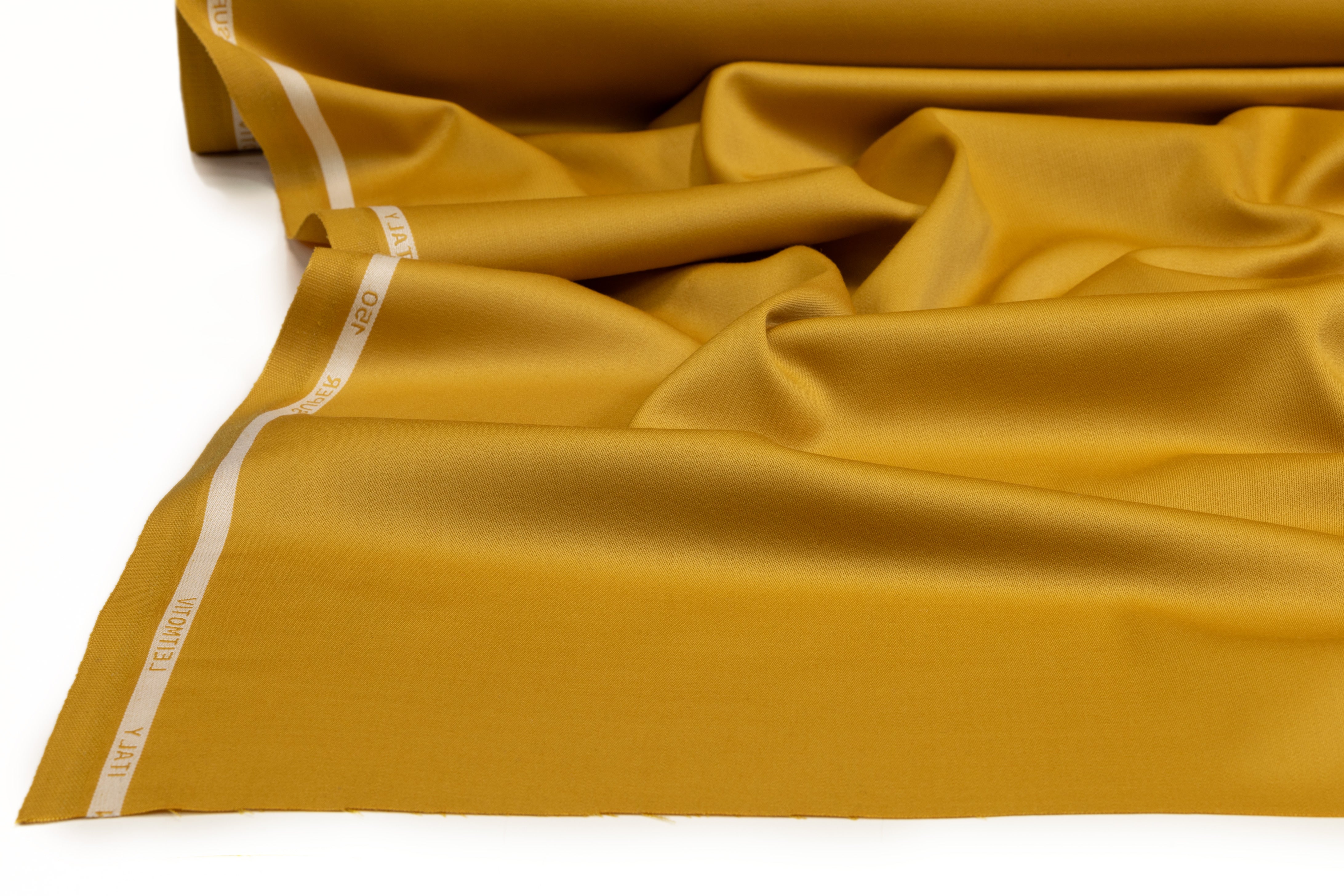 Super 150s Italian Wool Blend Satin Faille Suiting - Gold