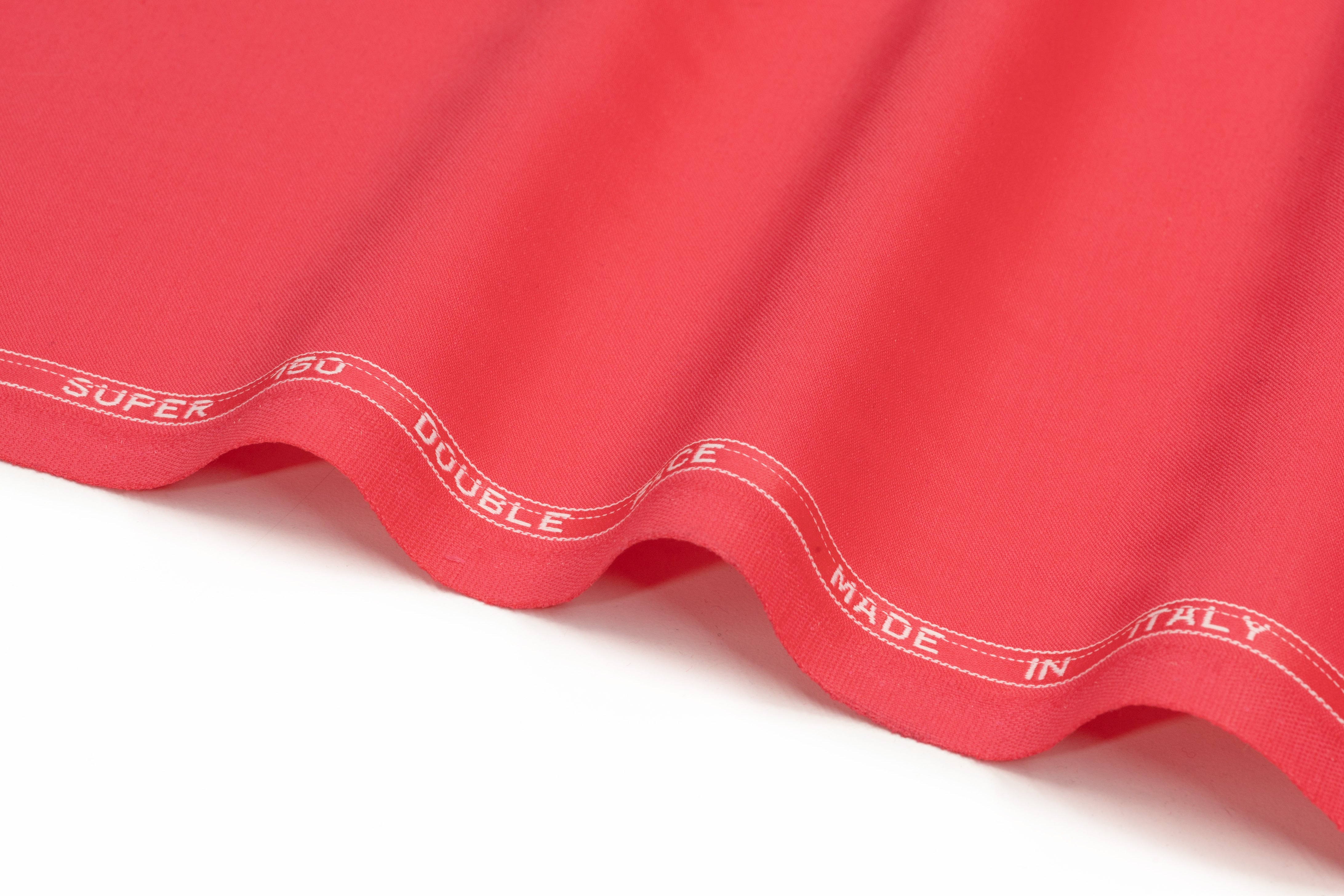 Super 150s Italian Wool Blend Satin Faille Suiting - Raspberry