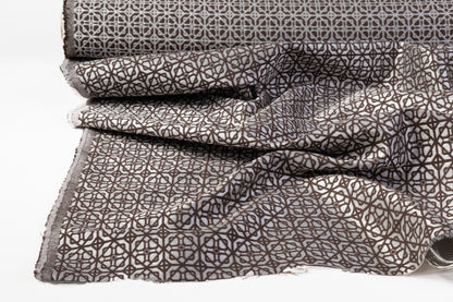 Geometric Brocade - Brown / White