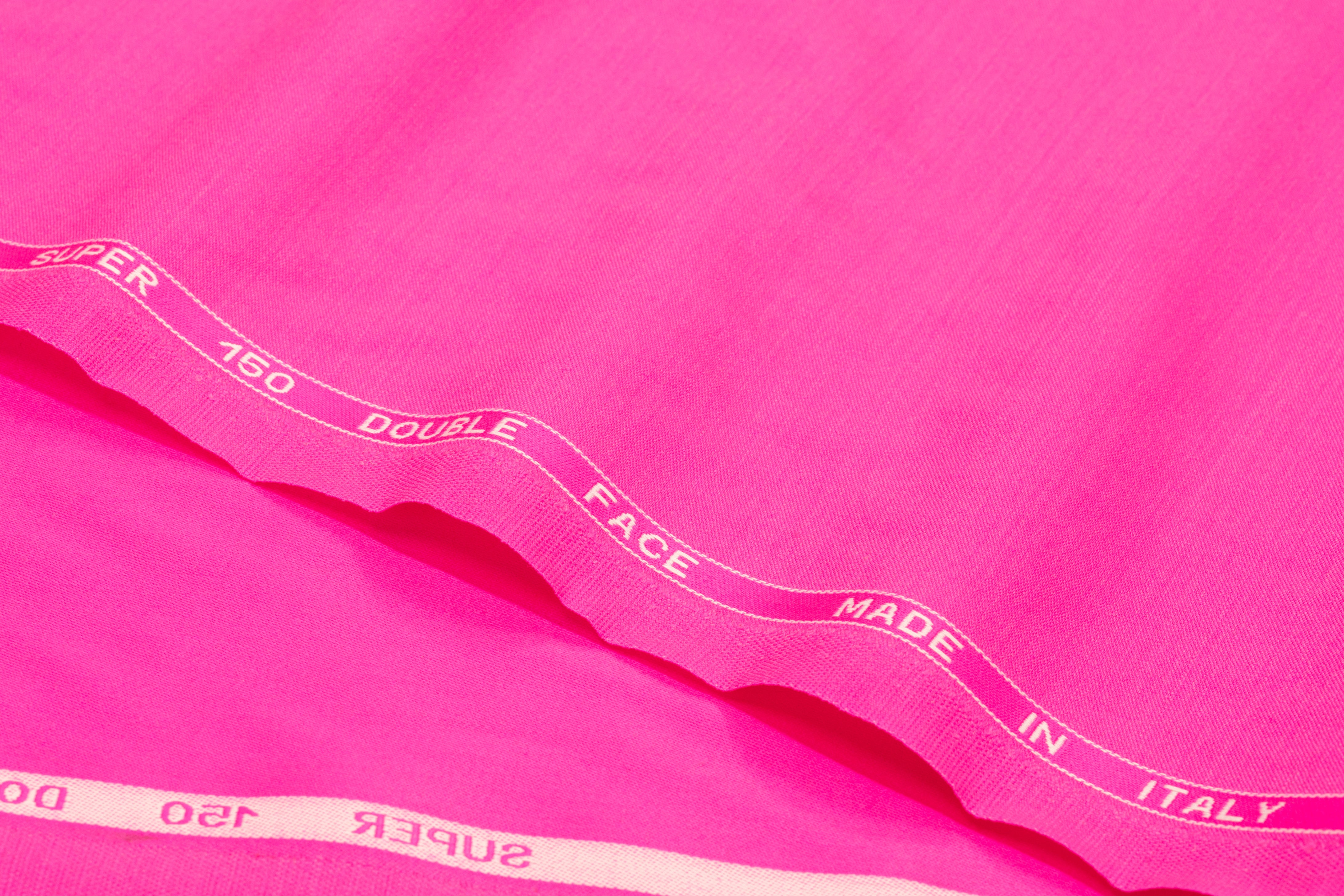 Super 150s Italian Wool Blend Satin Faille Suiting - Hot Pink