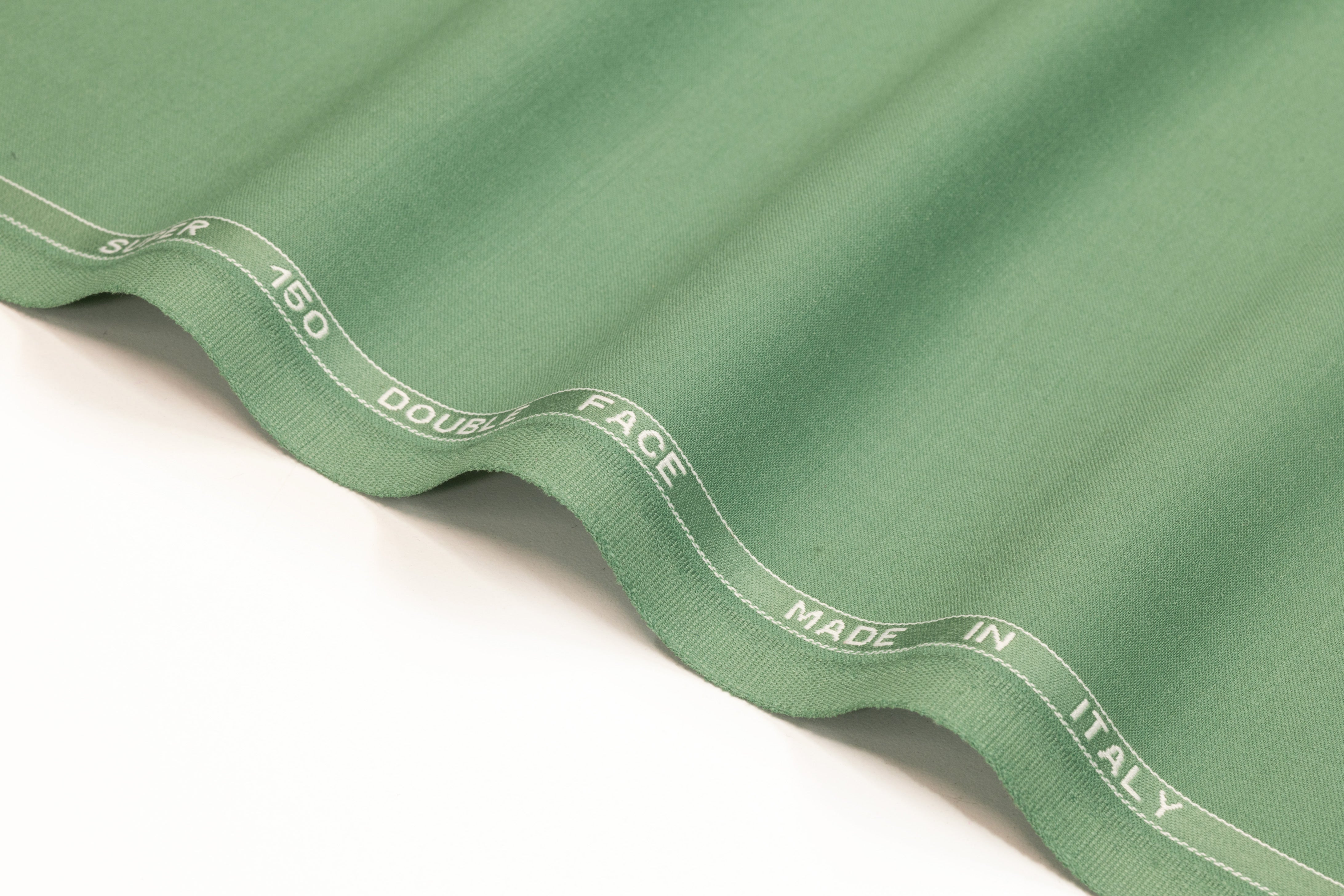 Super 150s Italian Wool Blend Satin Faille Suiting - Sage Green