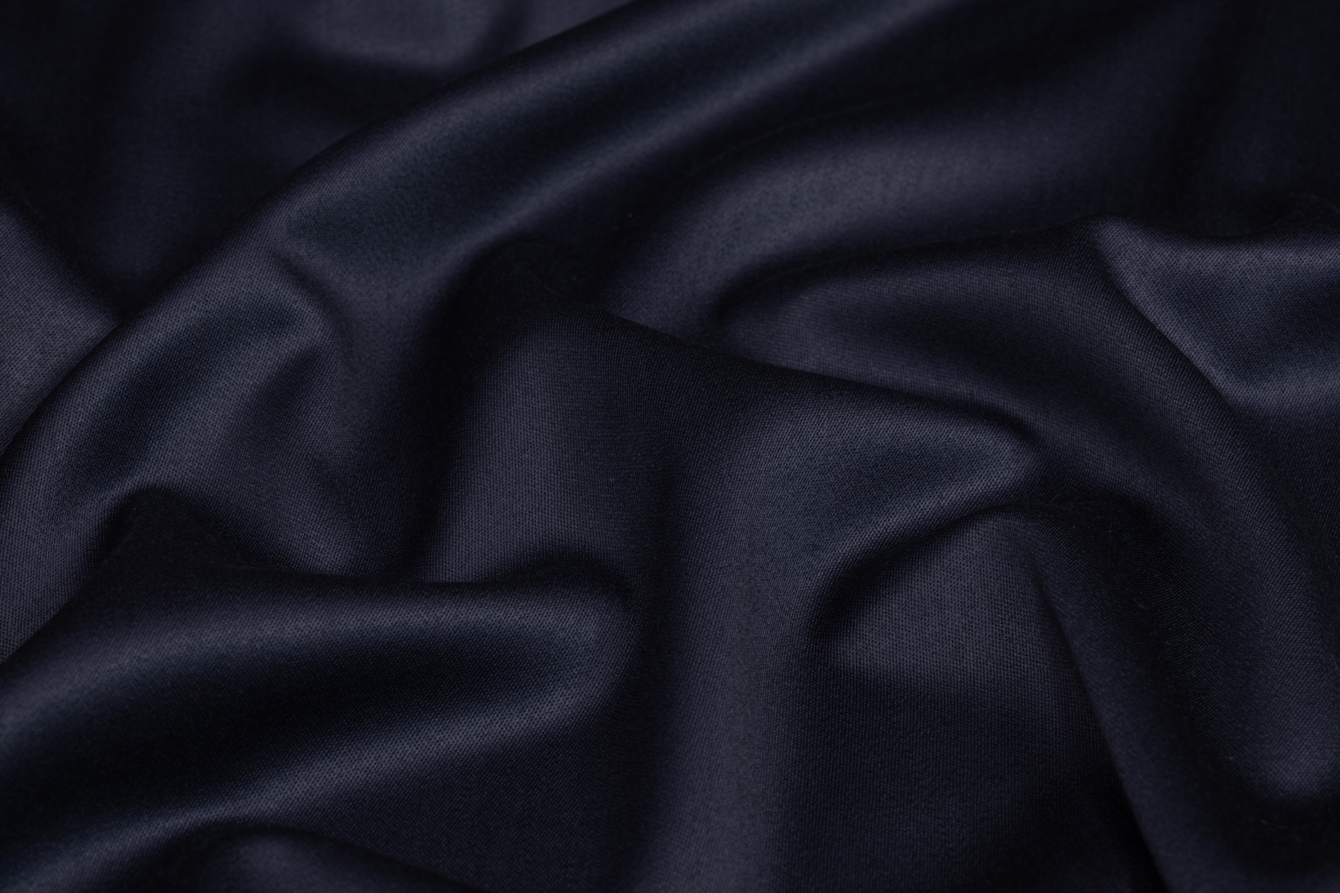 Super 150s Italian Wool Blend Satin Faille Suiting - Navy Blue