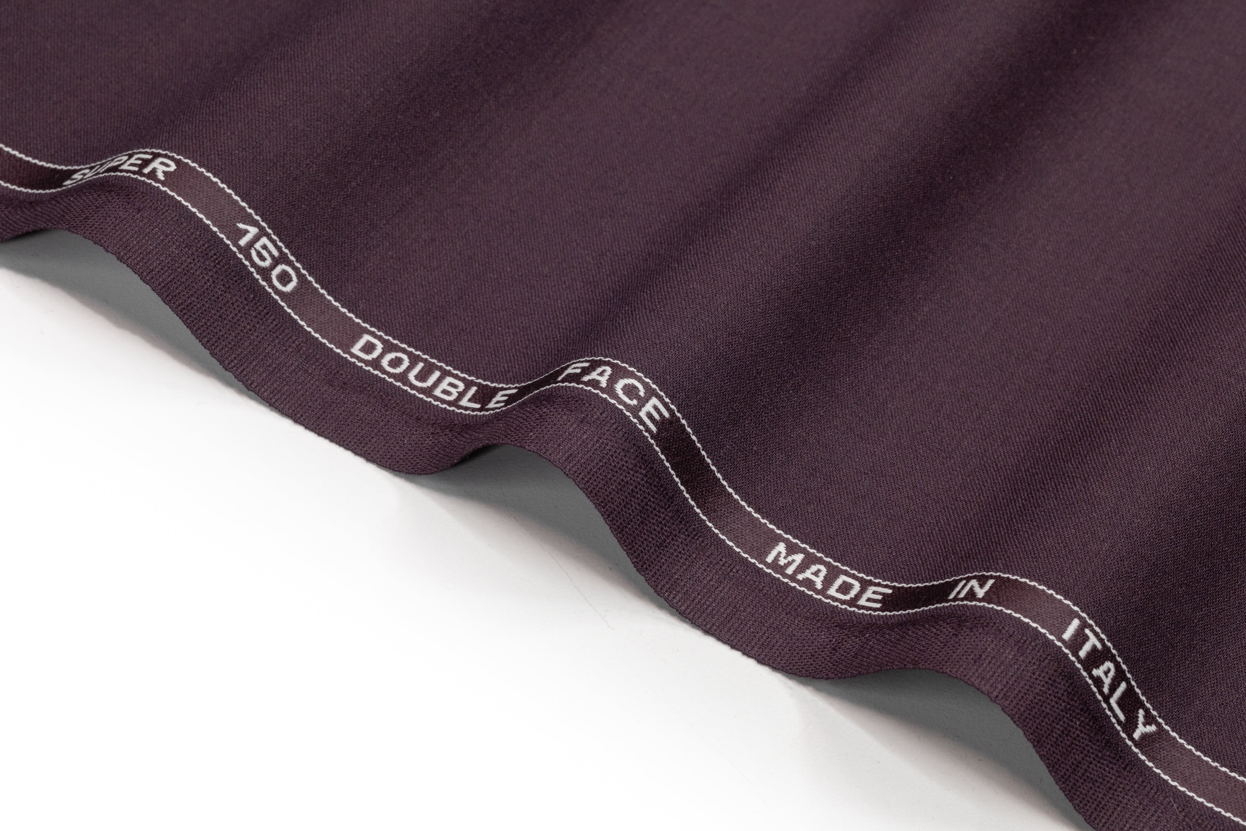 Super 150s Italian Wool Blend Satin Faille Suiting - Aubergine