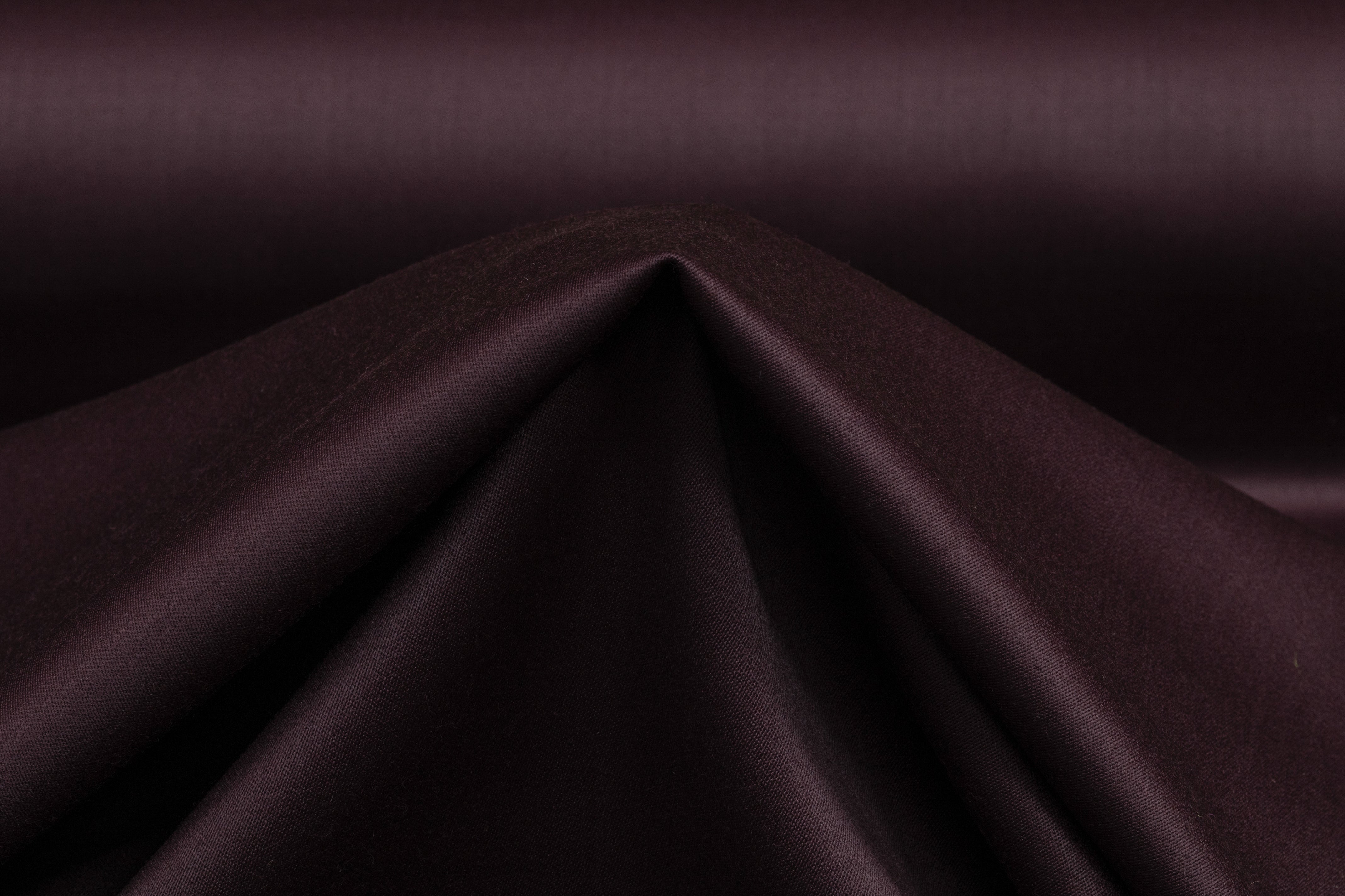 Super 150s Italian Wool Blend Satin Faille Suiting - Aubergine