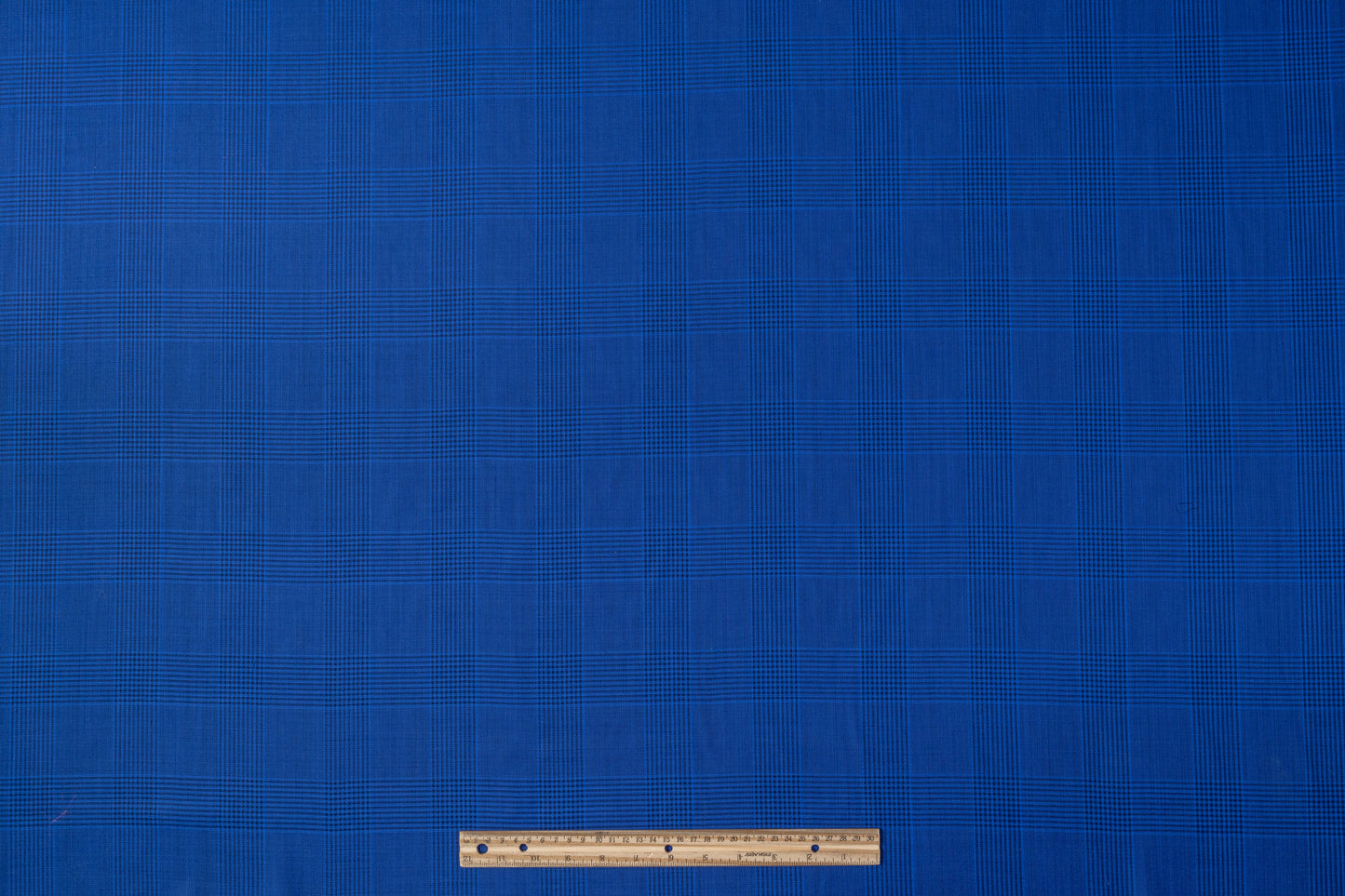 Double Faced Plaid Wool and Silk Suiting - Blue / Black