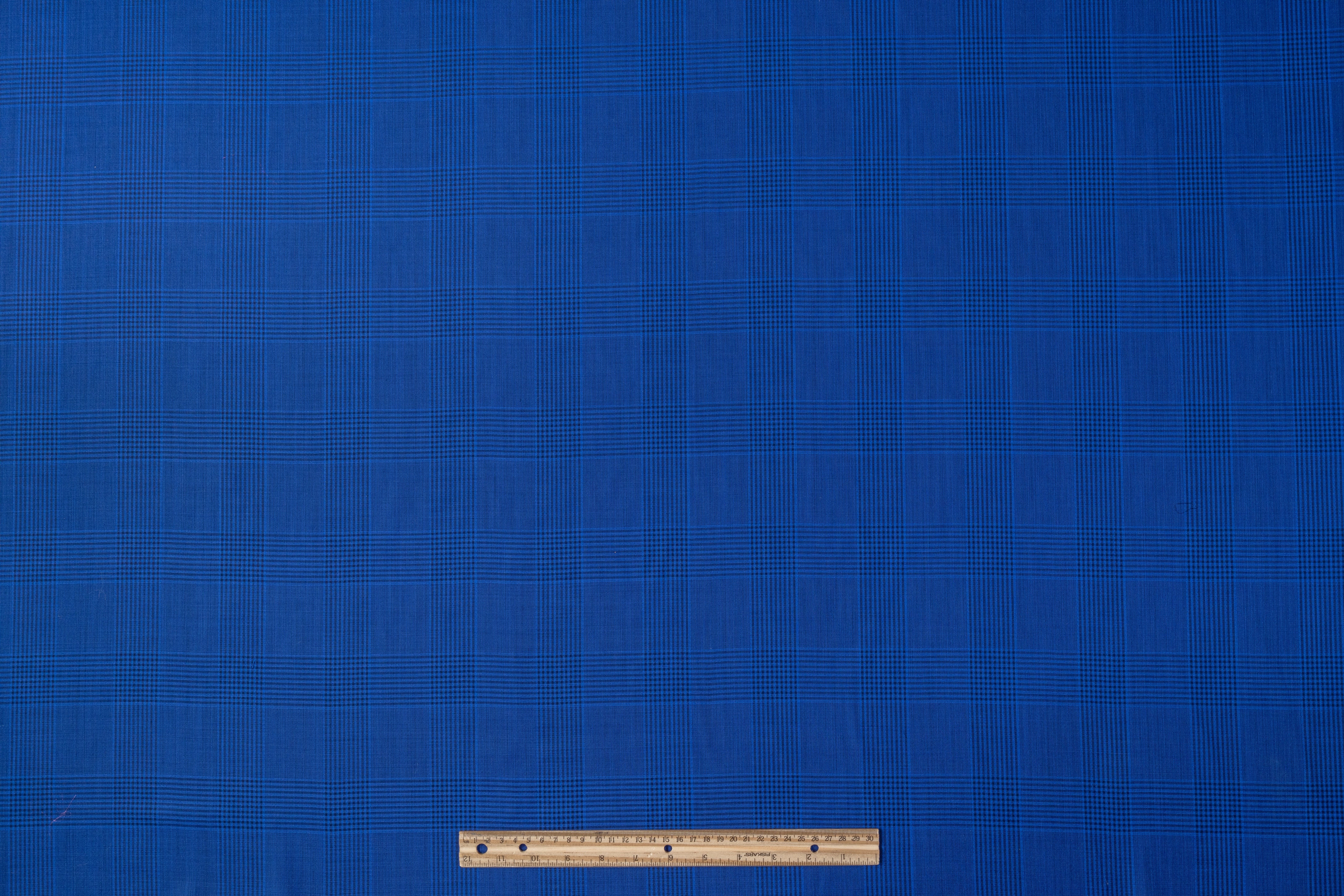 Double Faced Plaid Wool and Silk Suiting - Blue / Black