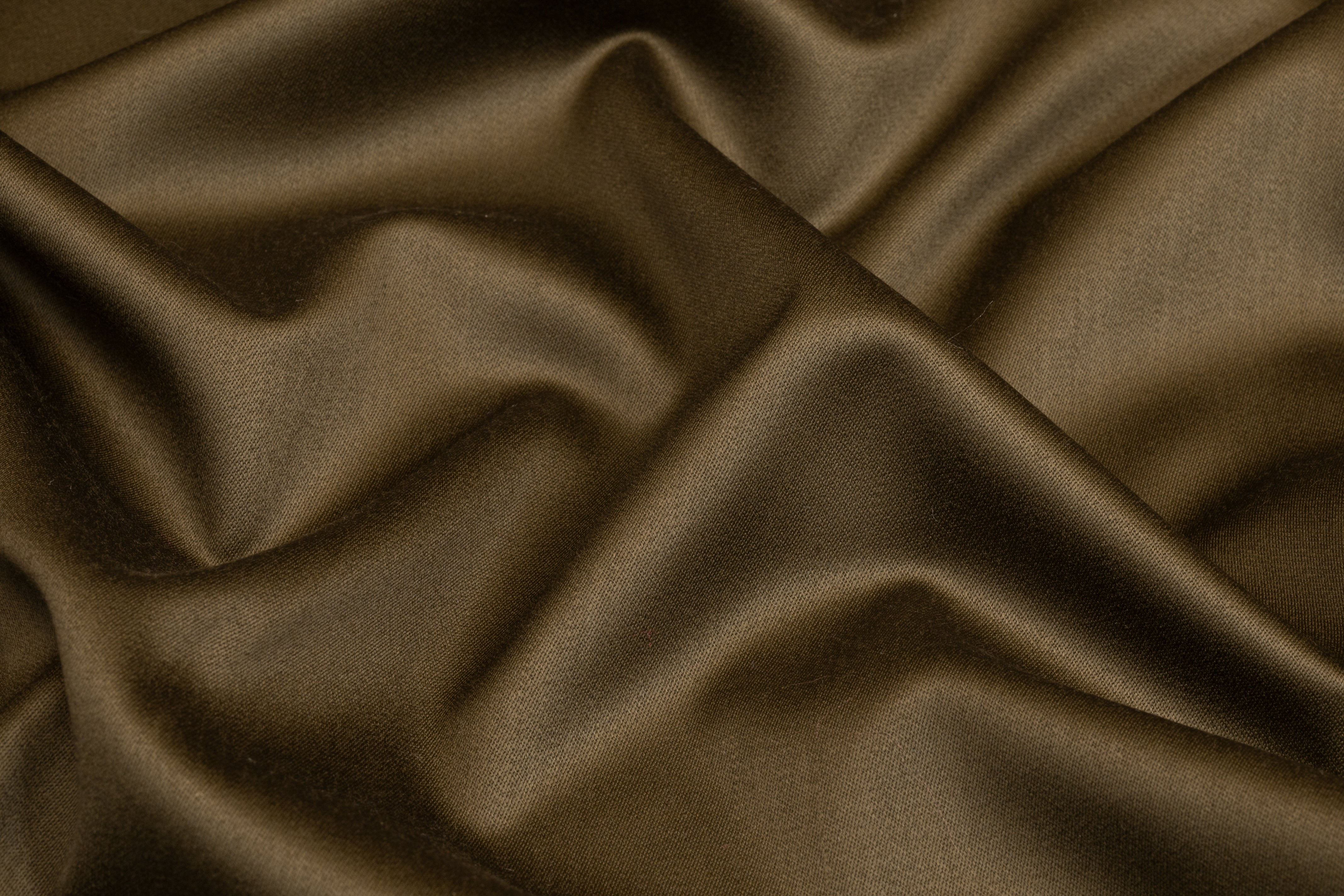 Super 150s Italian Wool Blend Satin Faille Suiting - Dark Olive