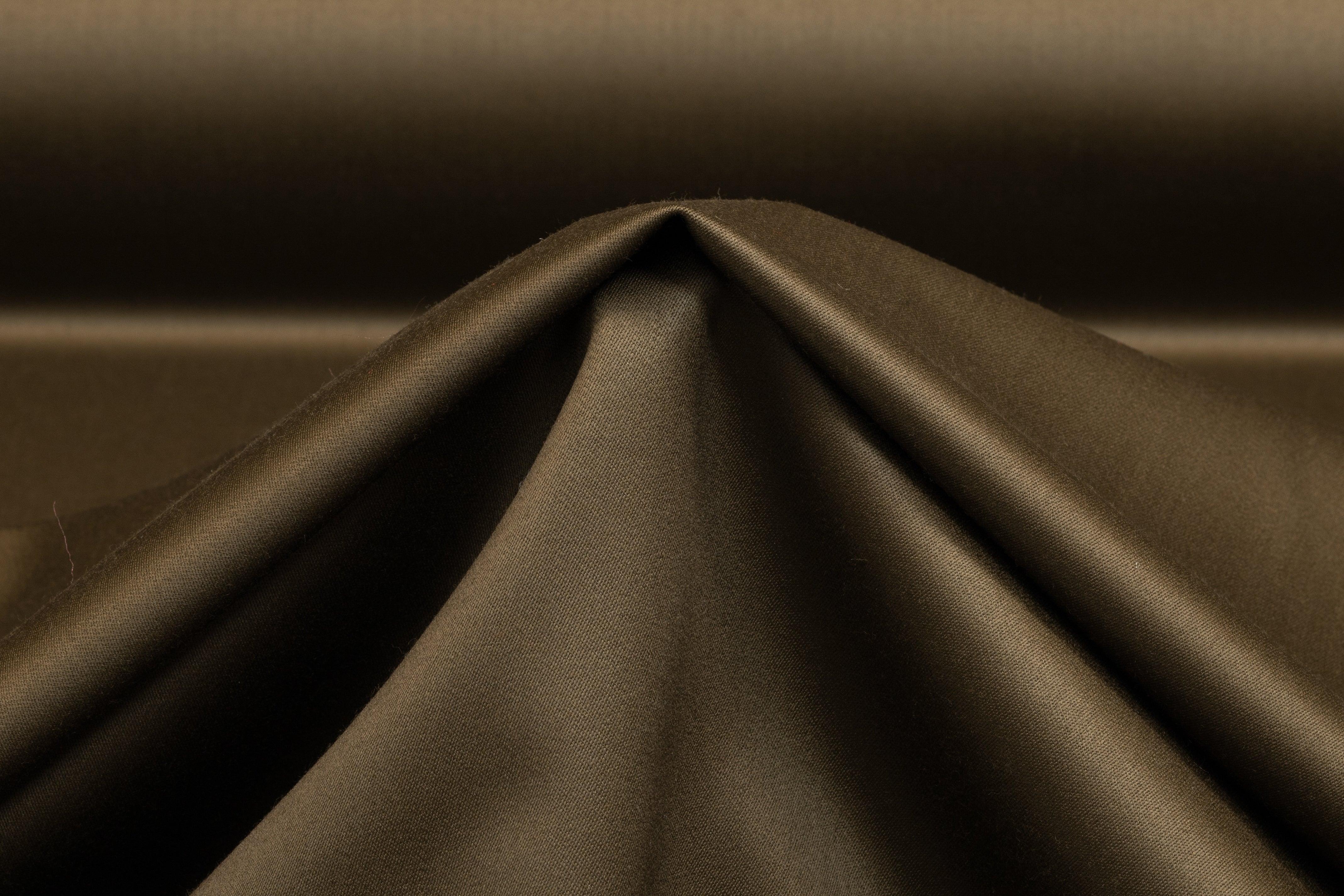 Super 150s Italian Wool Blend Satin Faille Suiting - Dark Olive