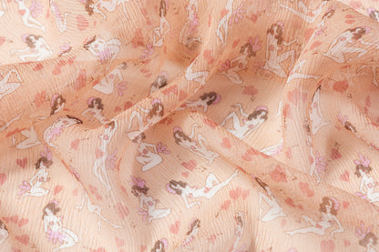 Italian Crinkled Silk Chiffon - Peachy Blush