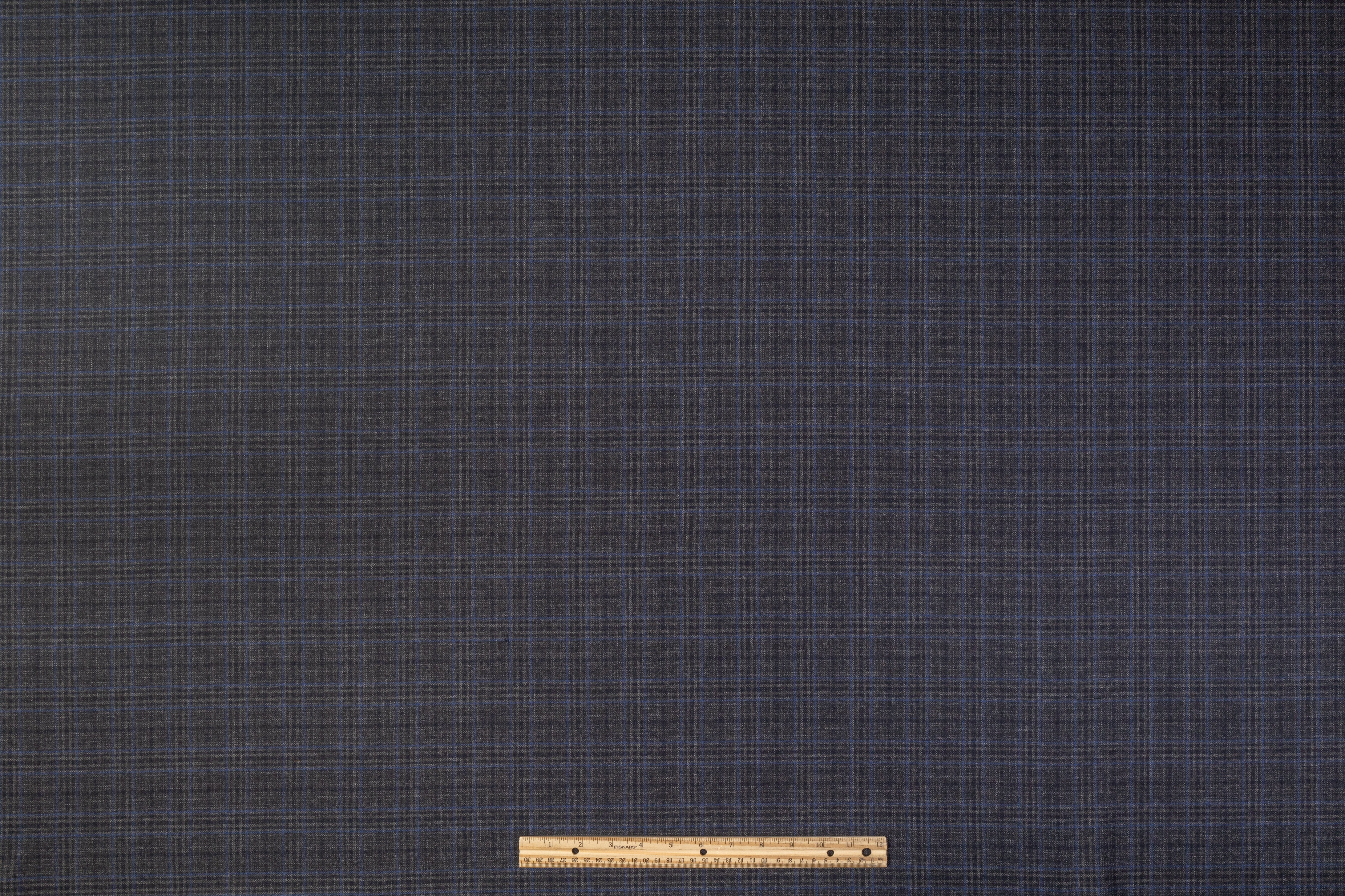Checked Italian Wool Suiting - Charcoal Gray / Blue