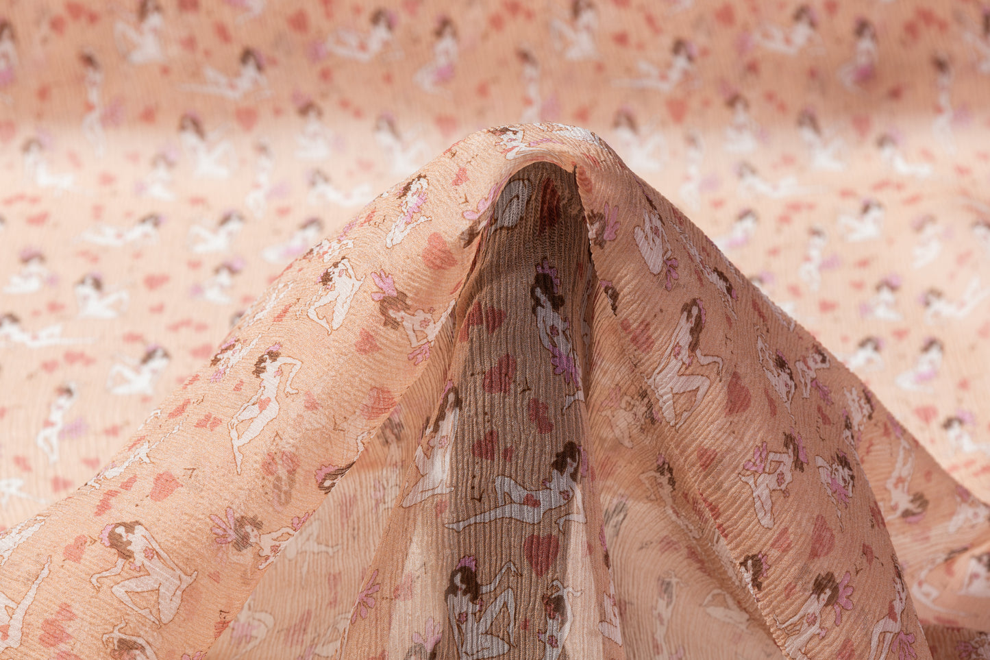 Italian Crinkled Silk Chiffon - Peachy Blush