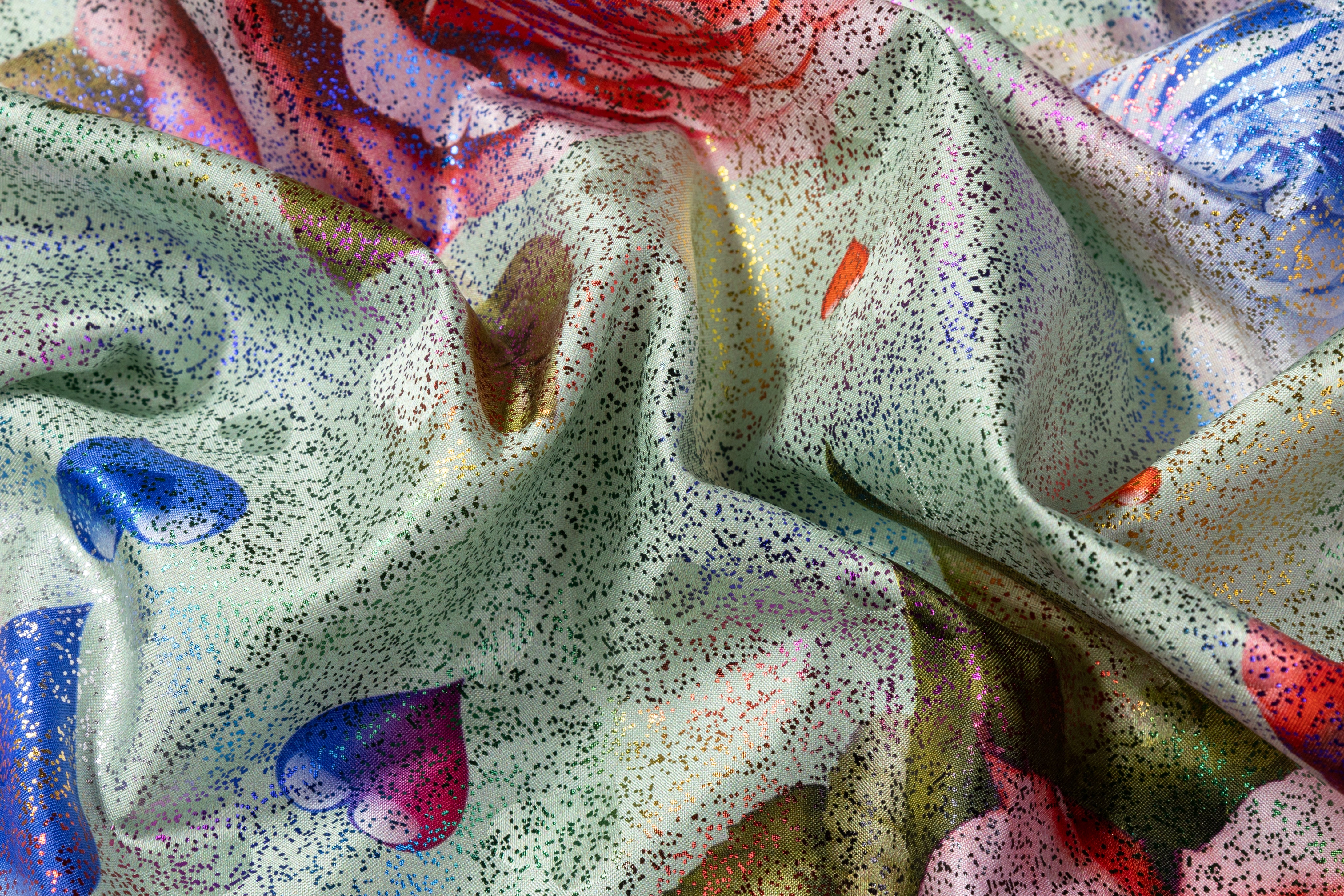 Floral Laminated Italian Silk Charmeuse - Multicolor