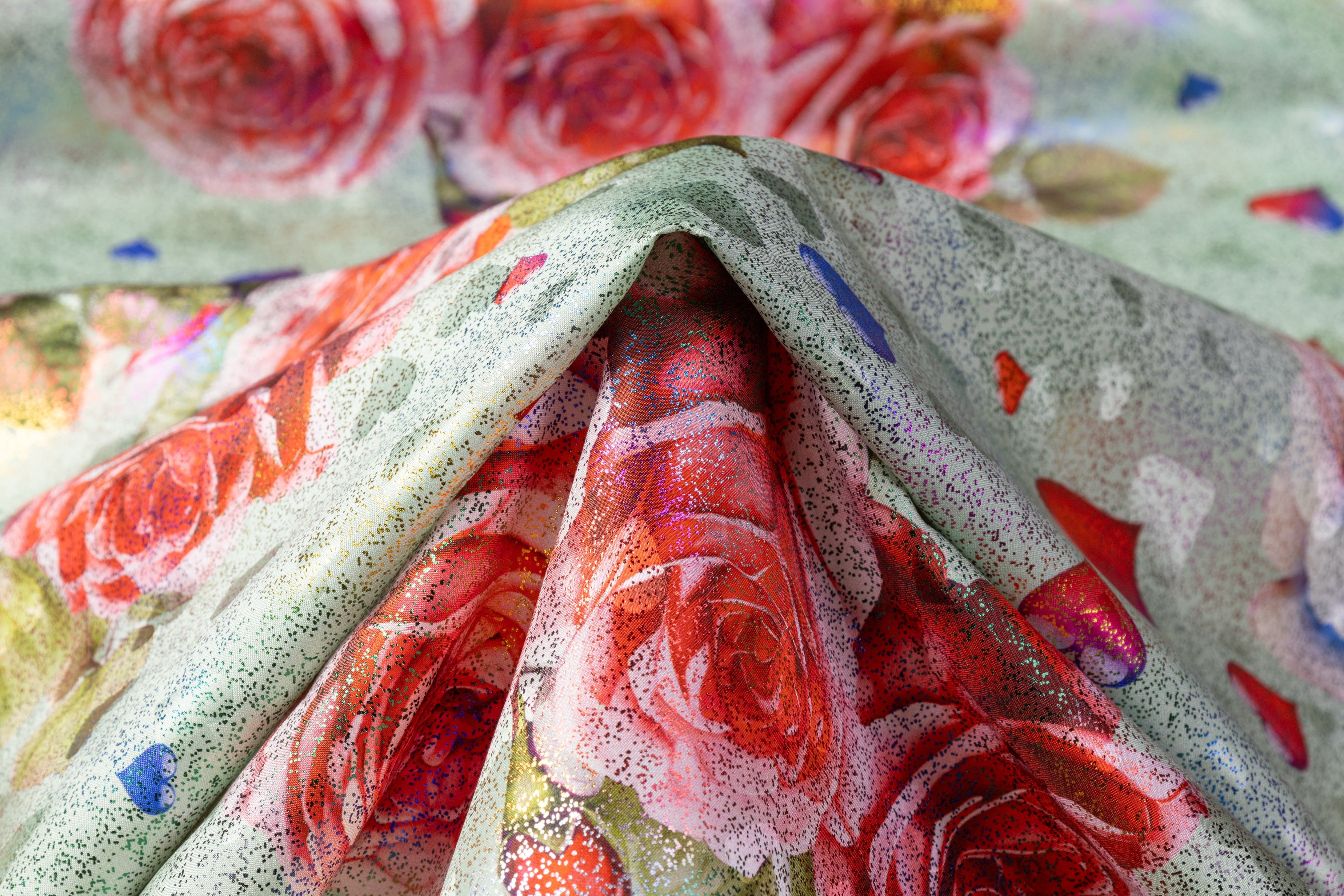 Floral Laminated Italian Silk Charmeuse - Multicolor