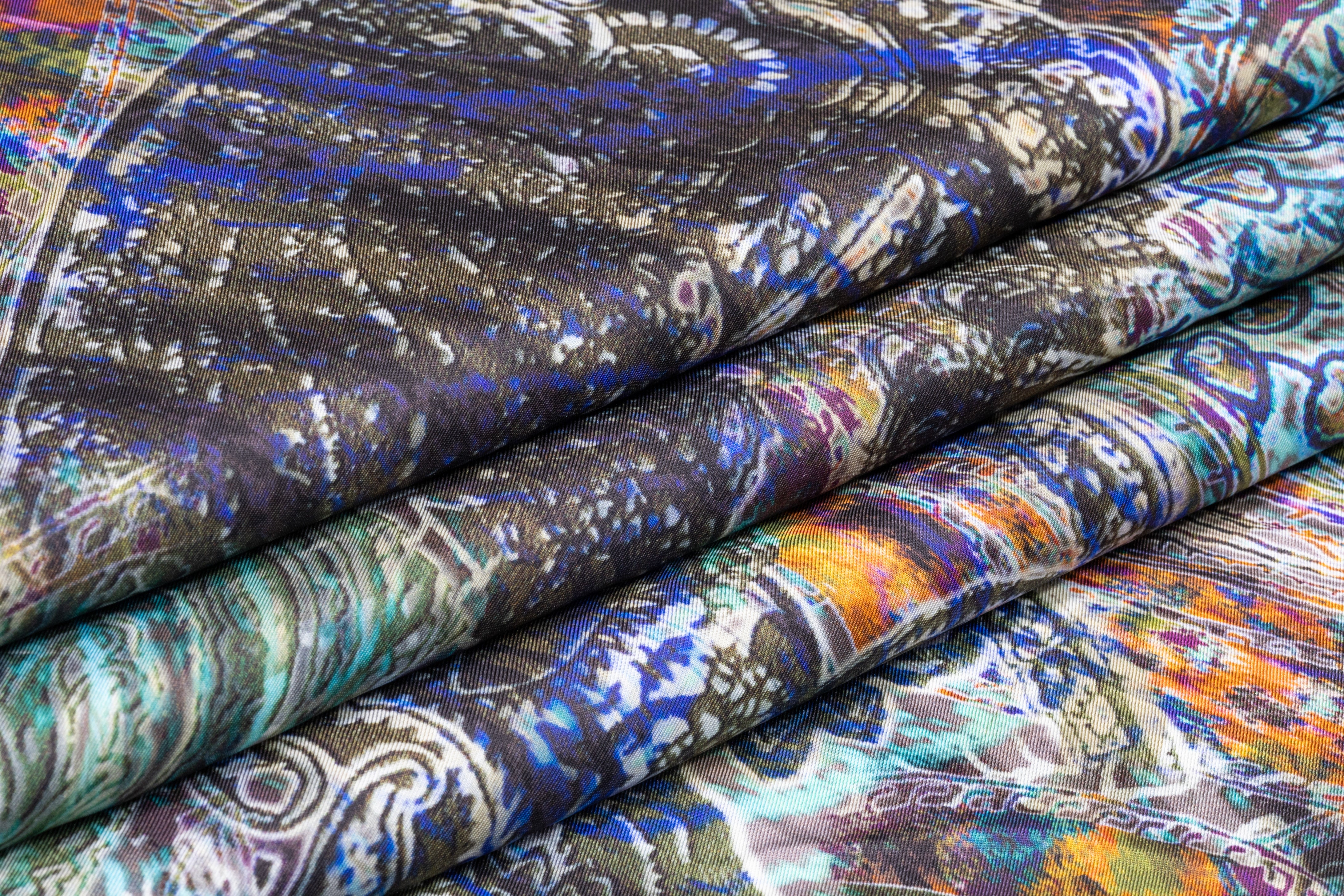 Abstract Paisley Italian Silk Twill - Multicolor