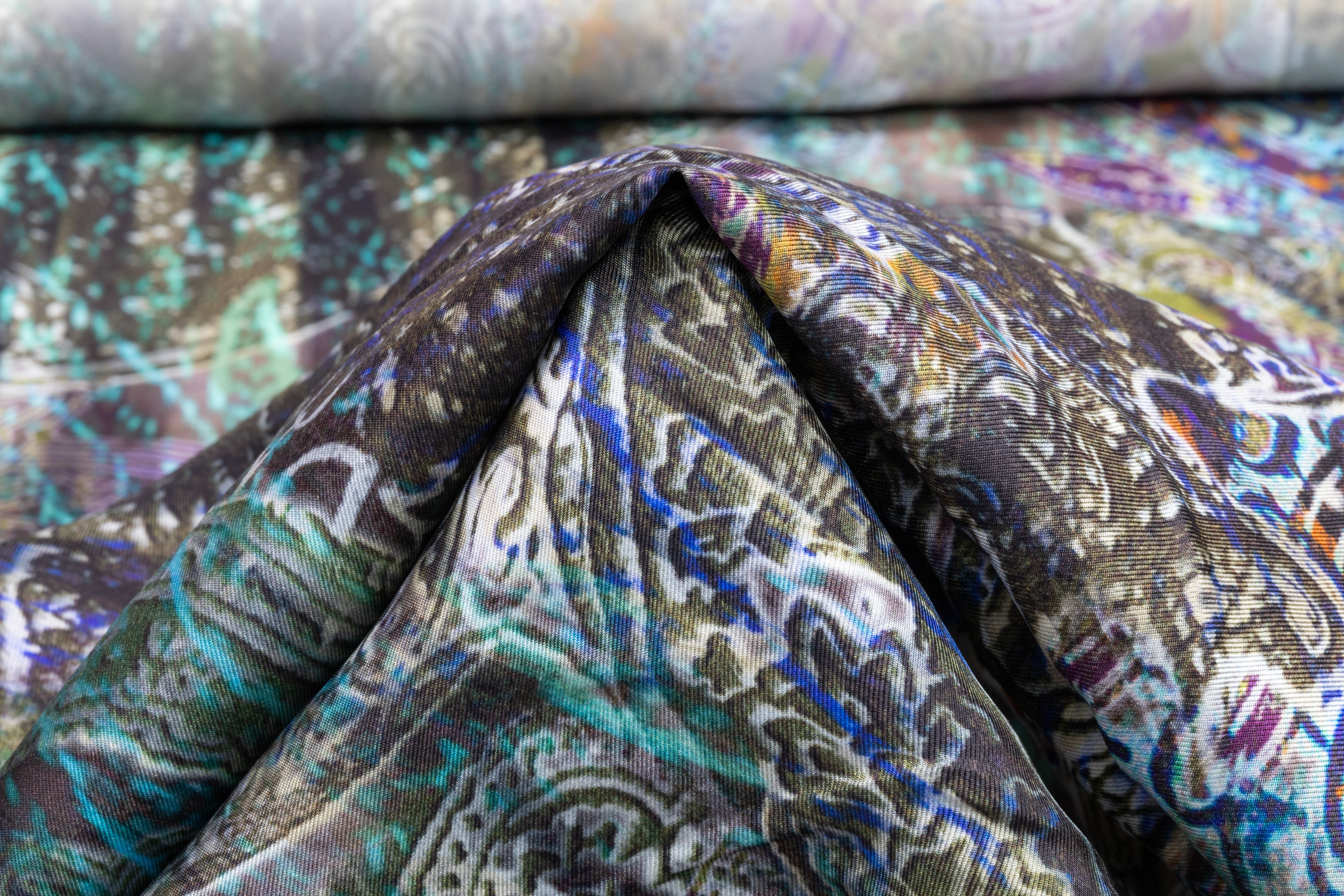 Abstract Paisley Italian Silk Twill - Multicolor