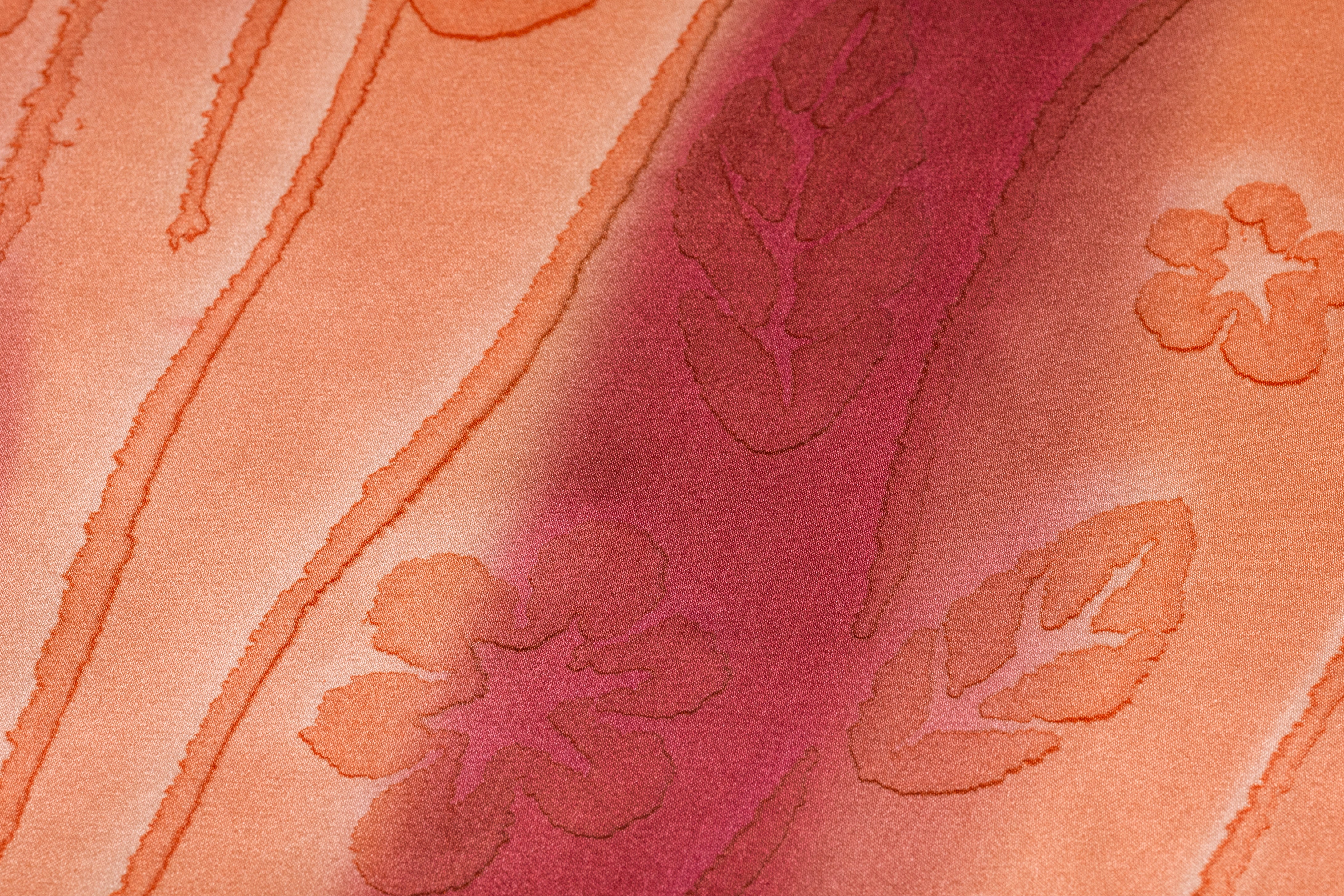 Floral Italian Silk Charmeuse - Peach