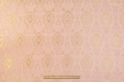 Metallic Damask Brocade - Pink / Gold