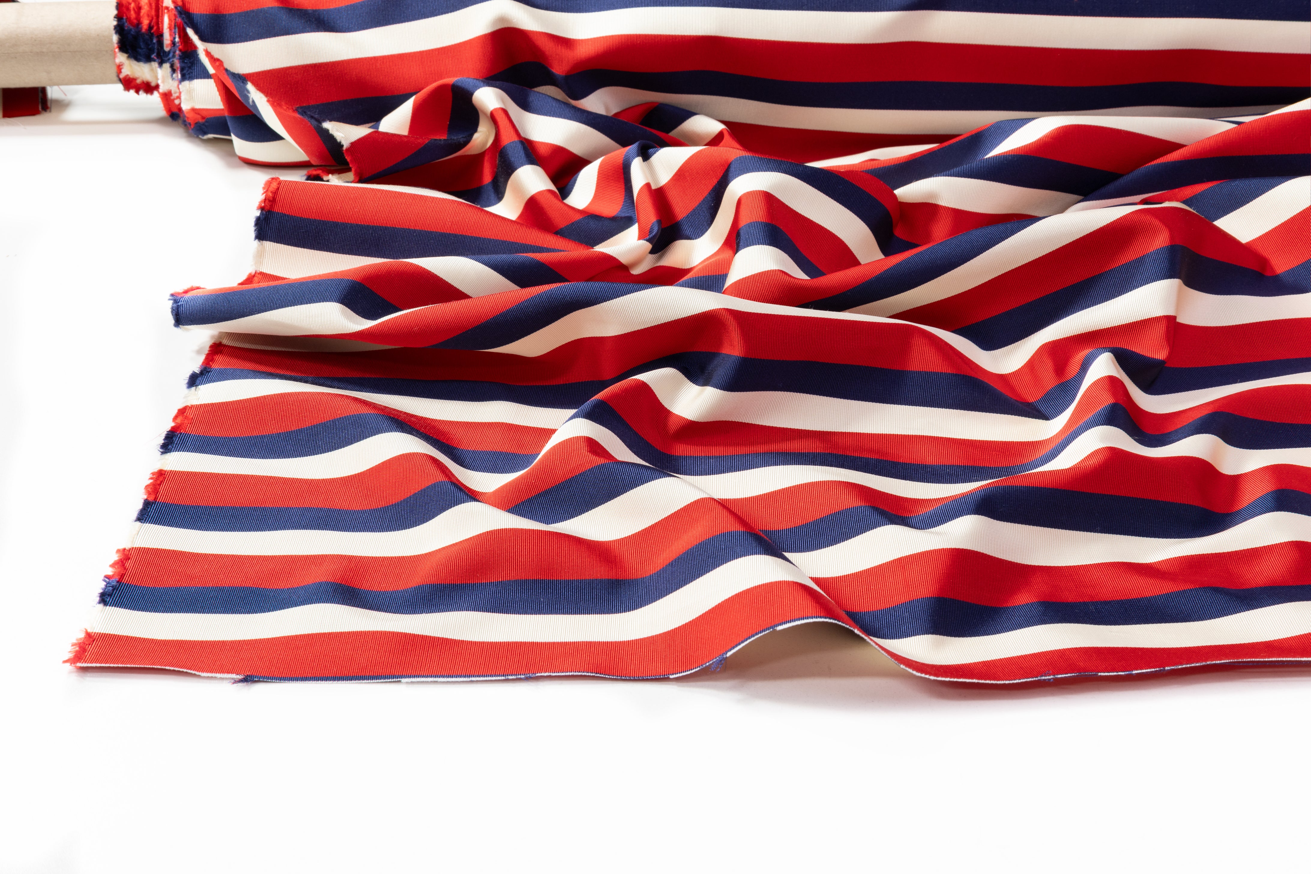 Ribbed Italian Silk Viscose Blend - Red / Off White / Blue