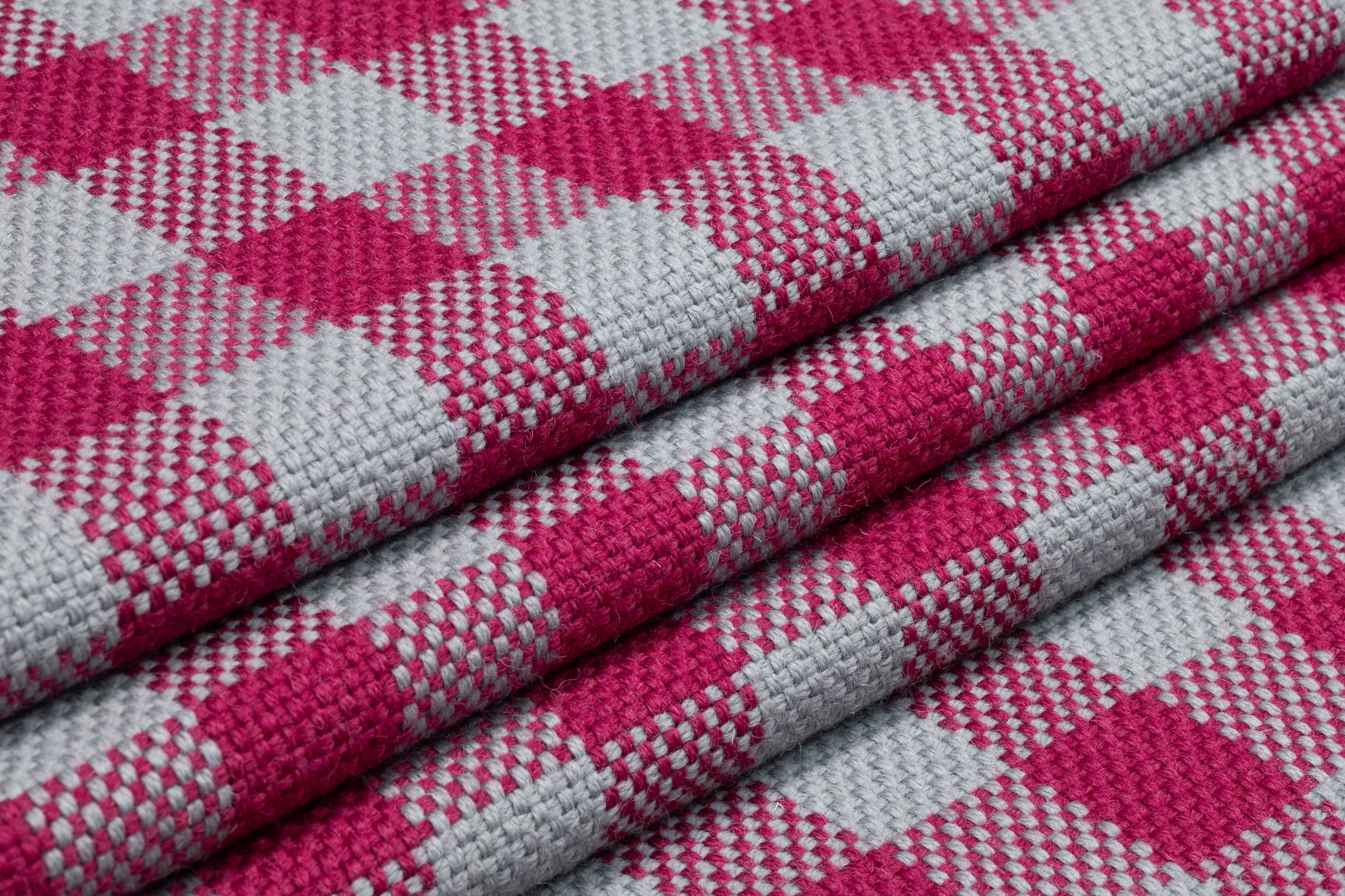 Checked Italian Wool Coating - Magenta / Gray
