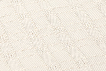 Checked Italian Wool Linen Brocade - Cream