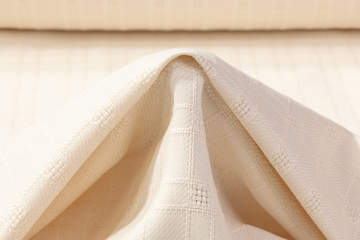Checked Italian Wool Linen Brocade - Cream