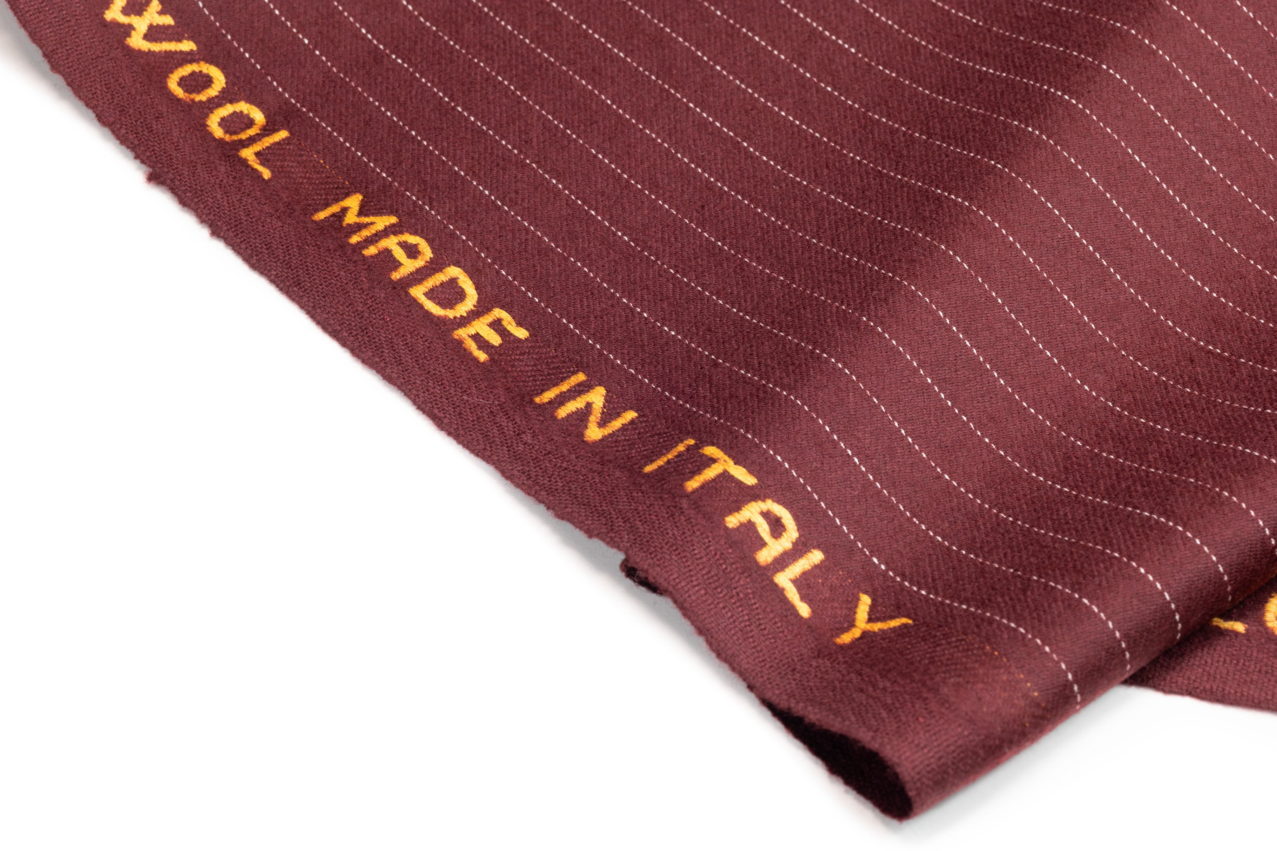 Striped Italian Wool Flannel Suiting - Burgundy