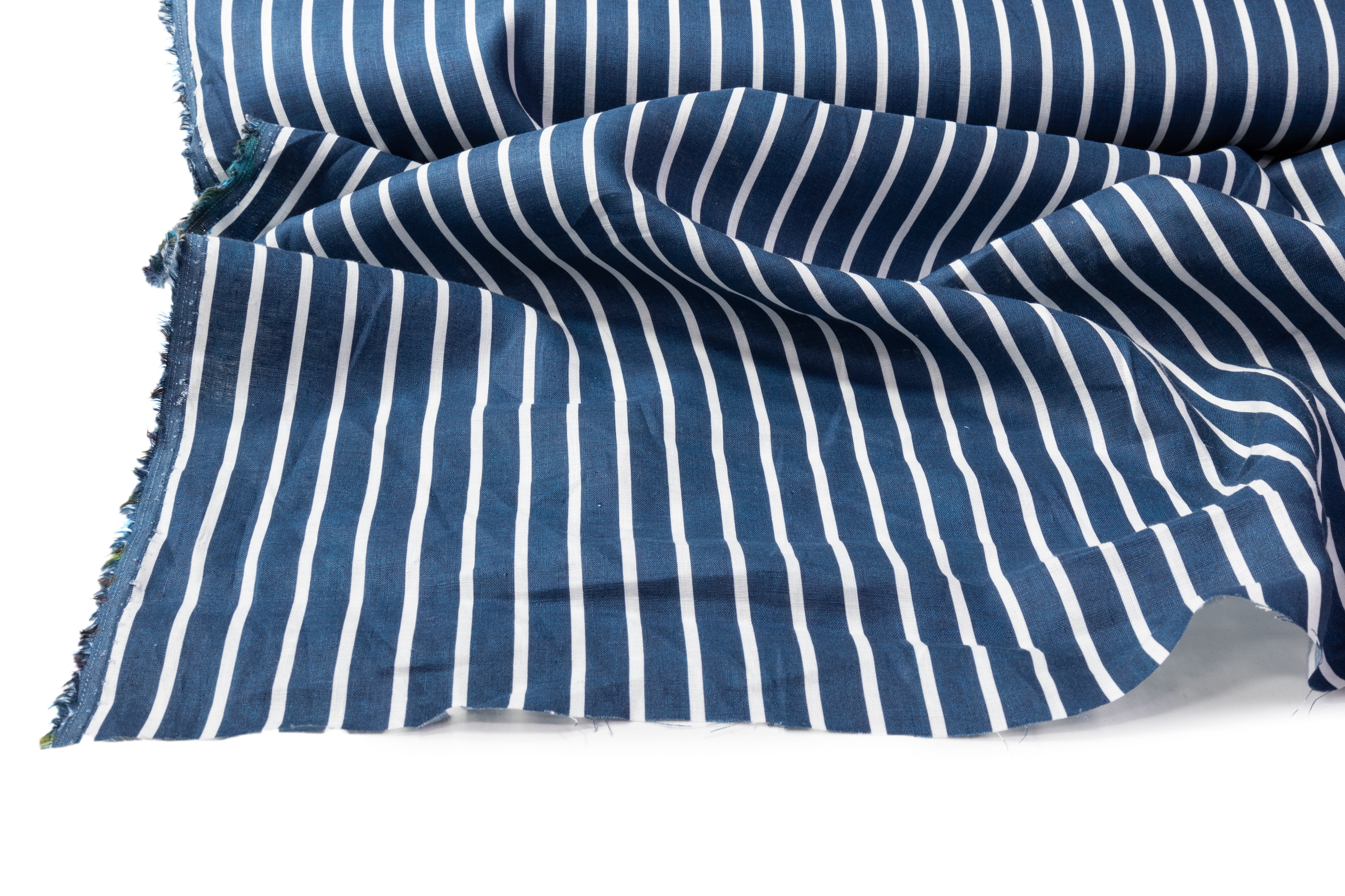 Striped Italian Linen - Blue / White