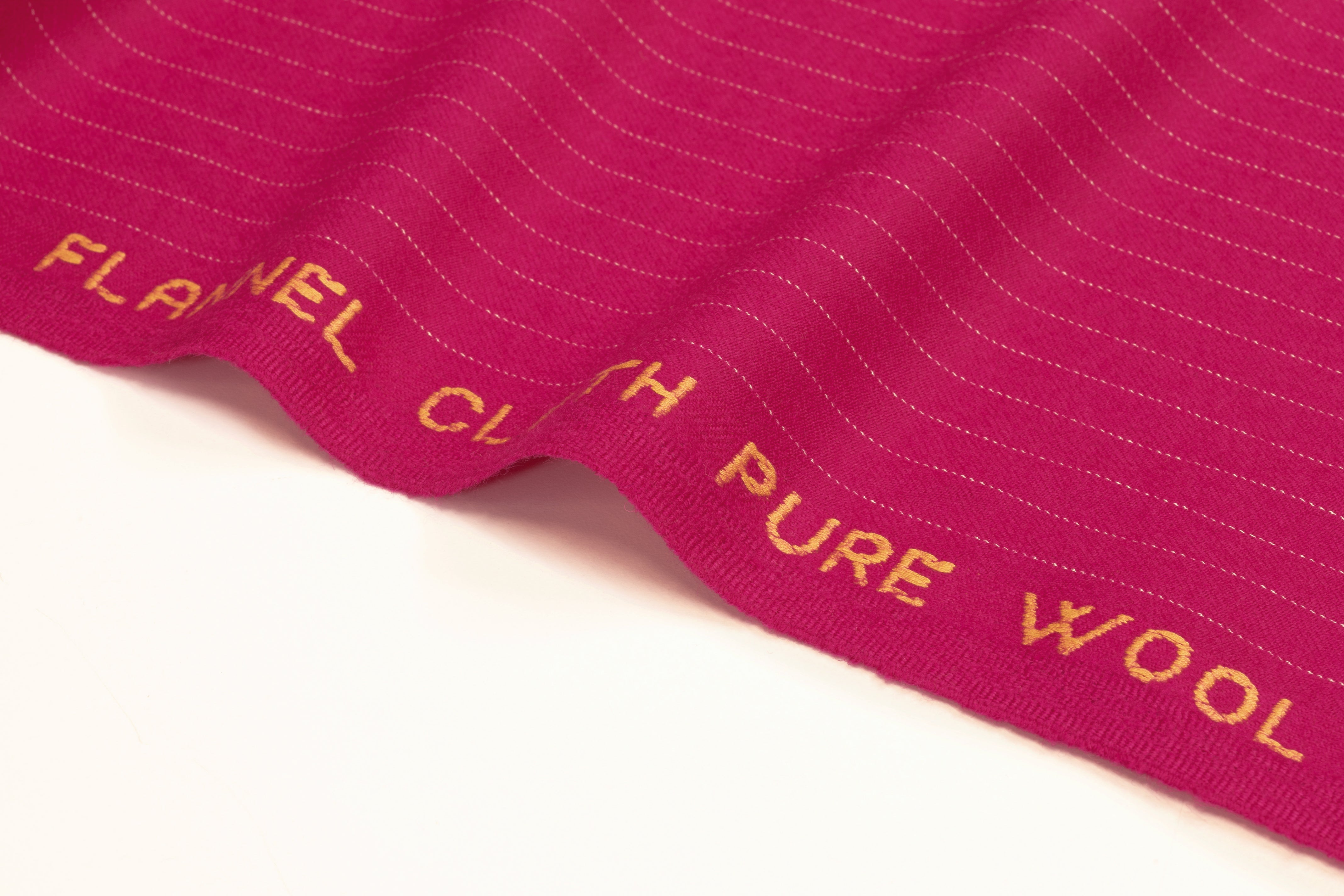 Striped Italian Wool Flannel Suiting - Magenta