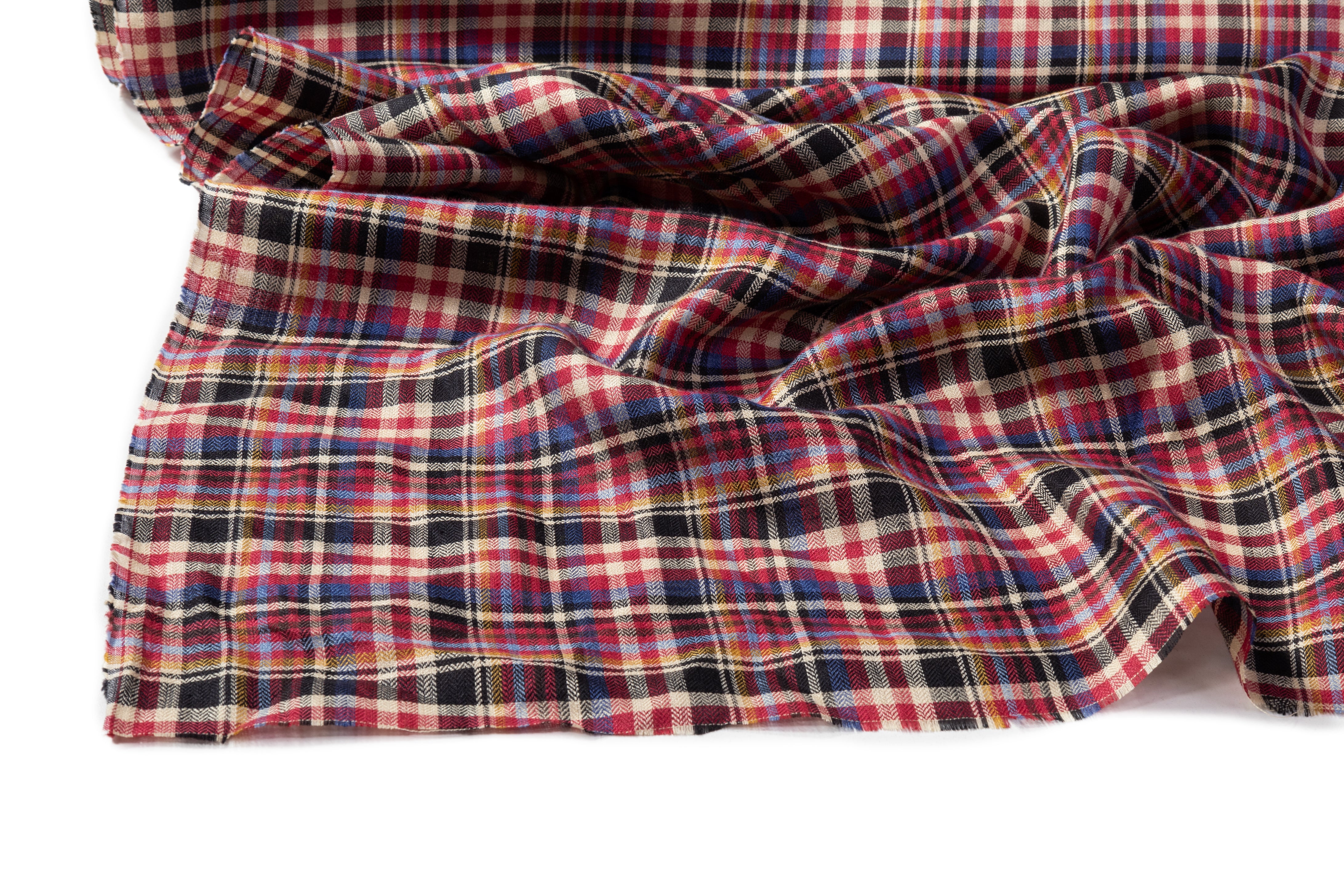 Checked Italian Herringbone Linen - Pink / Blue / Black / Off White