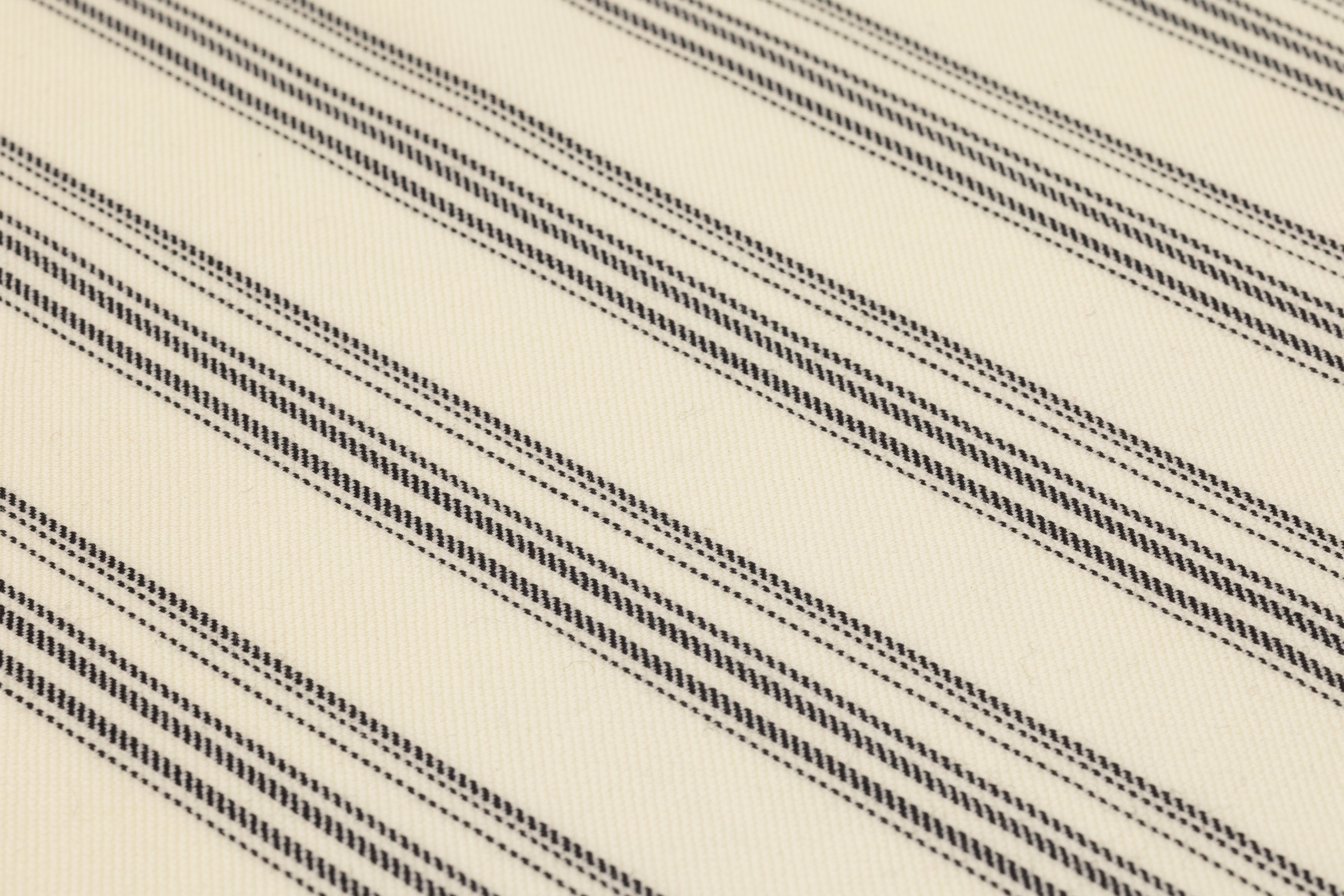 Striped Italian Wool Suiting - Ivory / Black