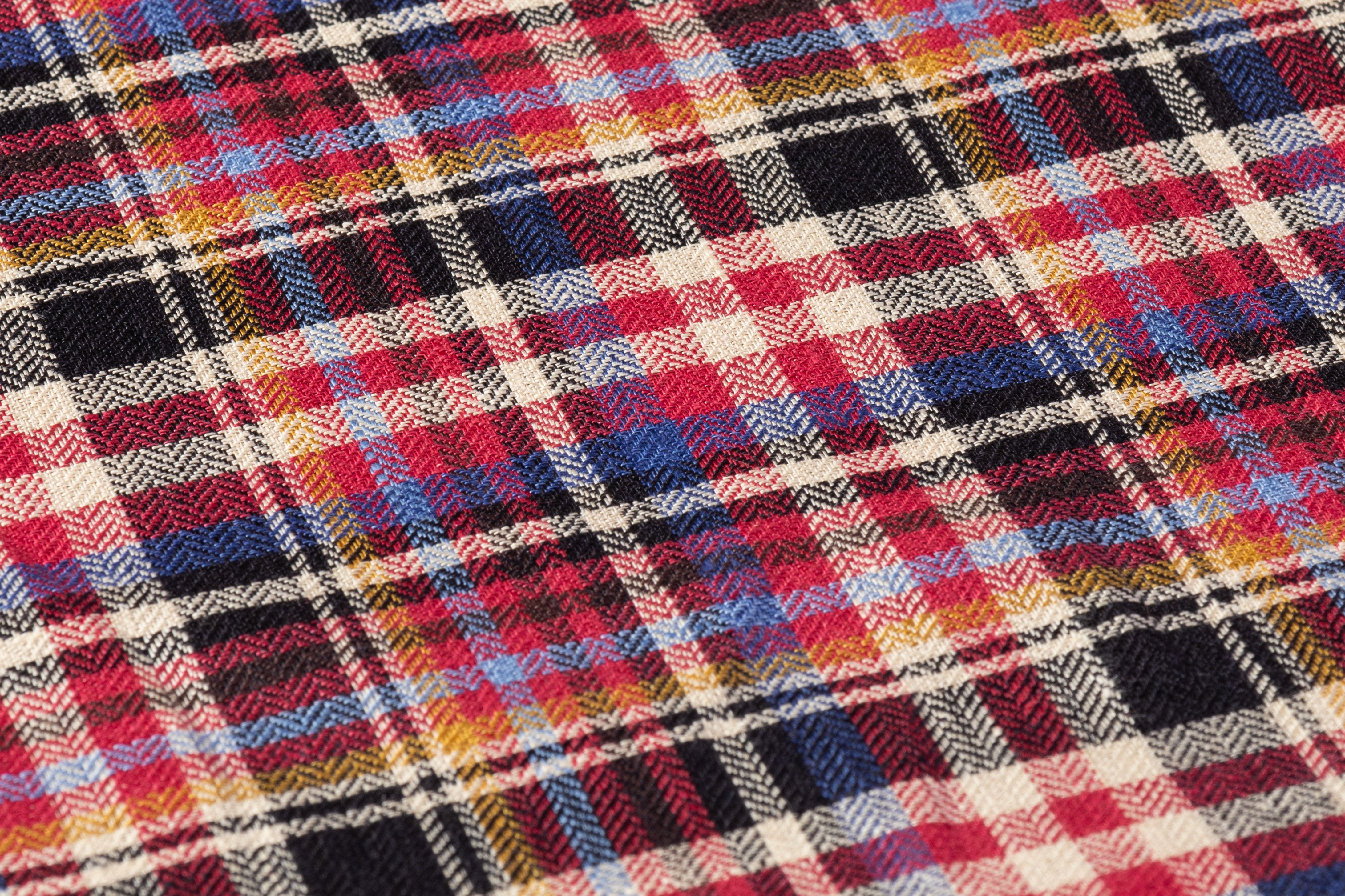 Checked Italian Herringbone Linen - Pink / Blue / Black / Off White