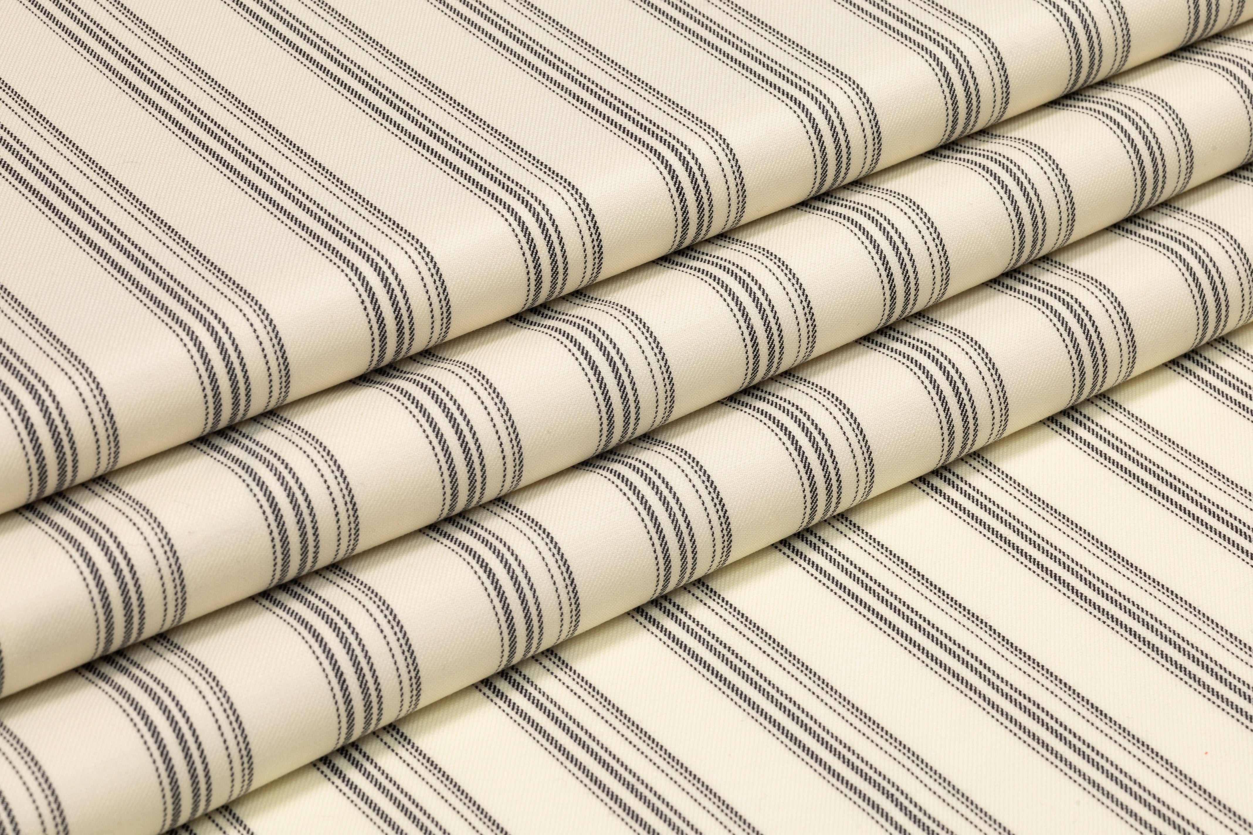 Striped Italian Wool Suiting - Ivory / Black