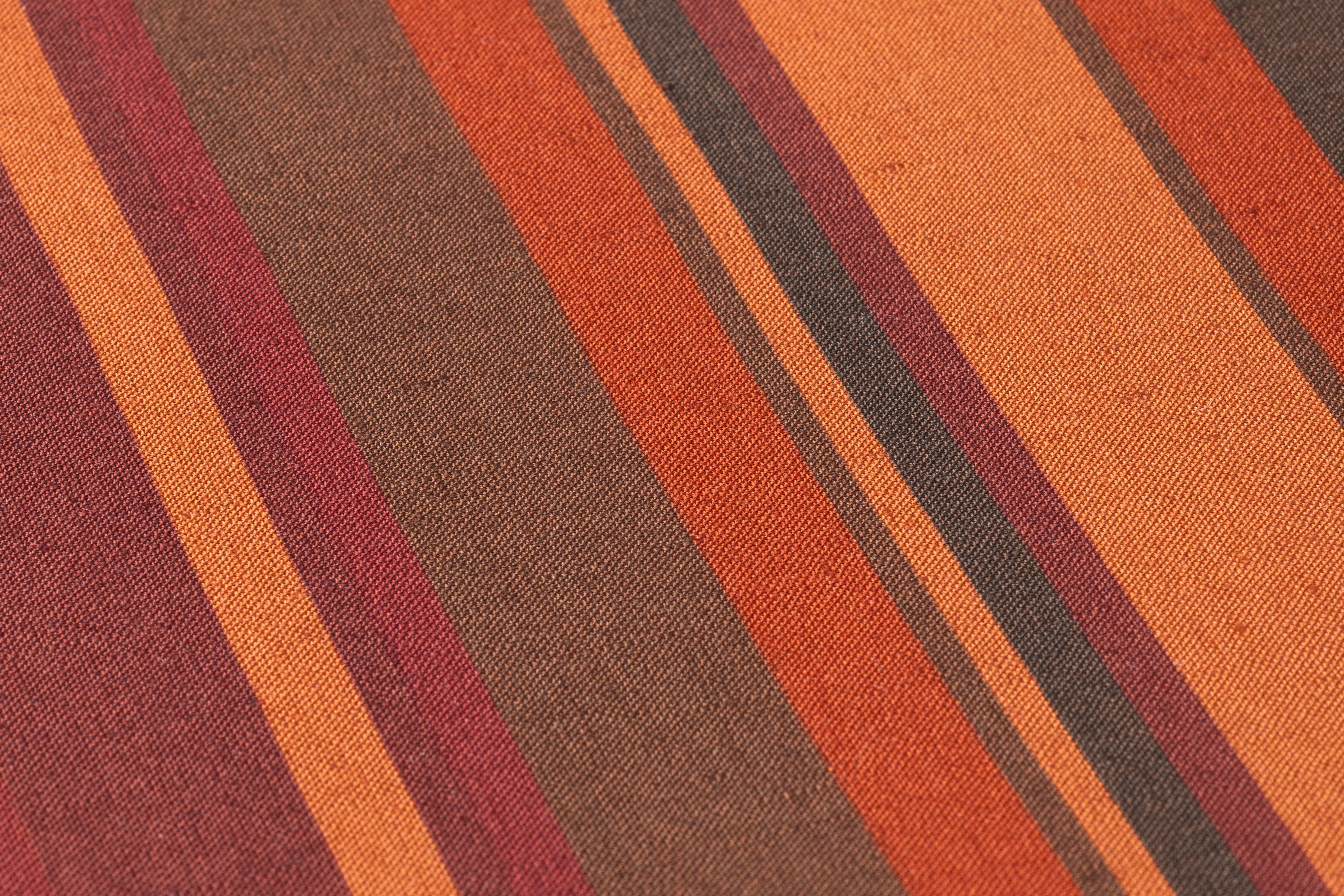 Striped Italian Linen Viscose Blend - Rust / Burgundy / Brown