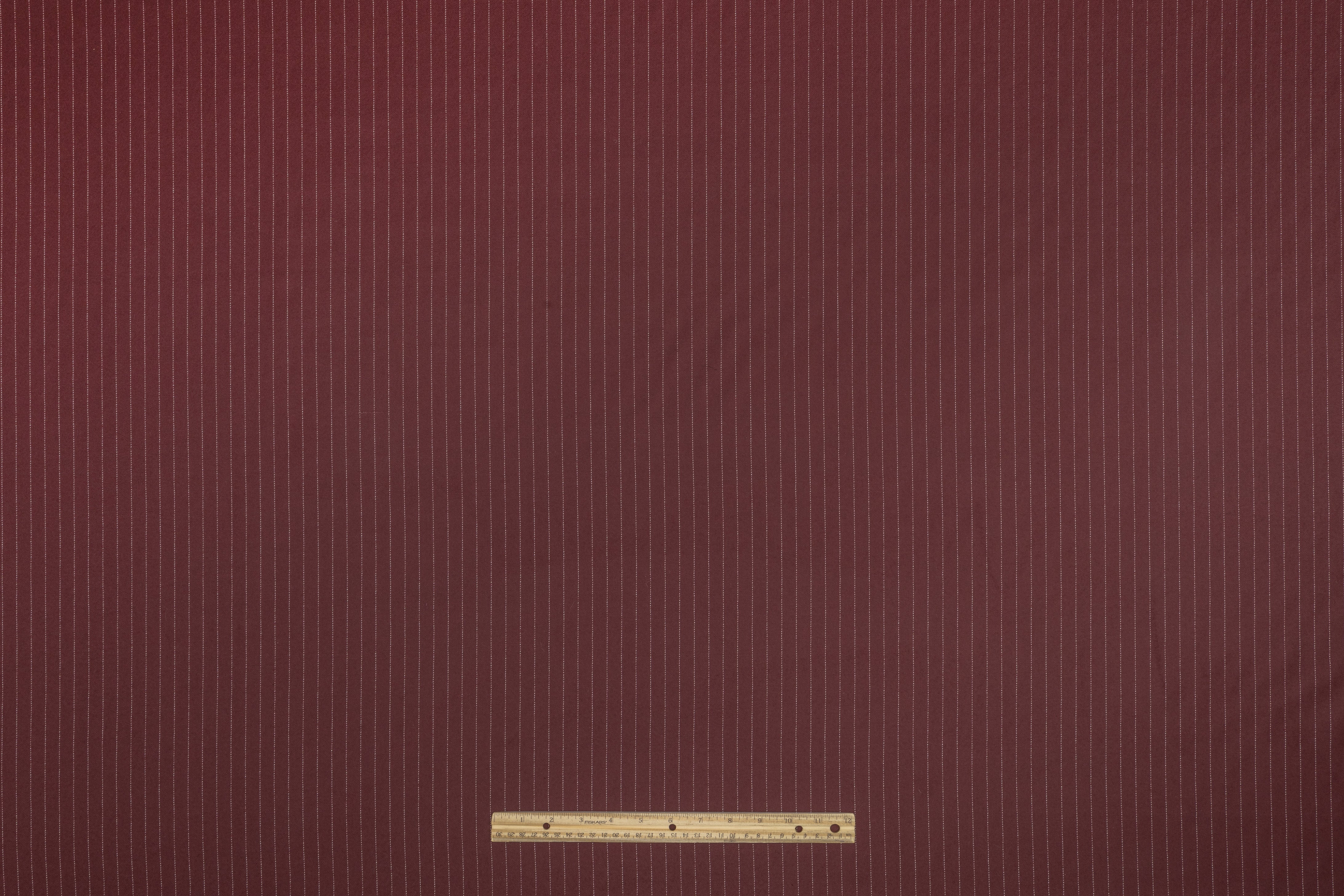 Striped Italian Wool Flannel Suiting - Burgundy