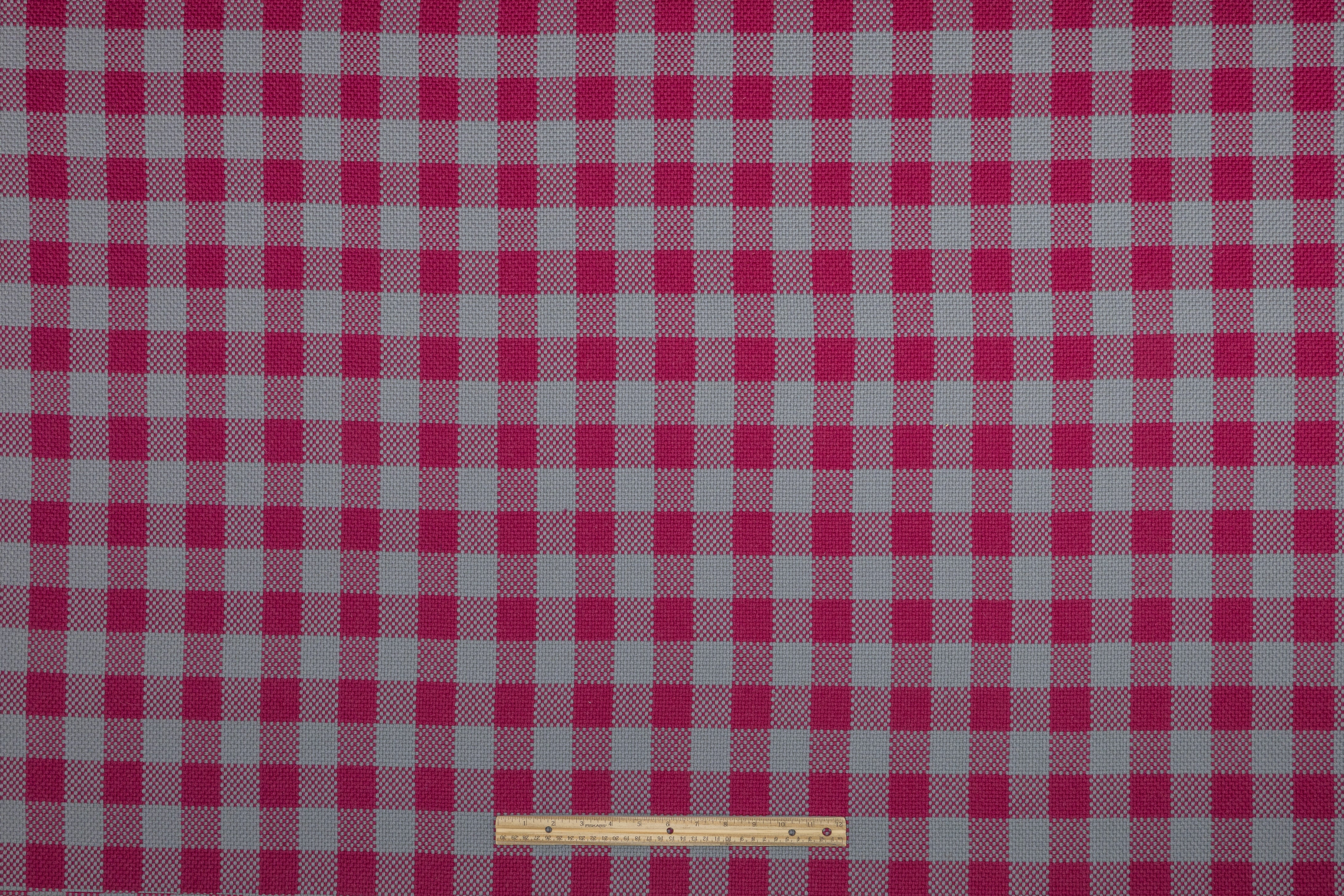 Checked Italian Wool Coating - Magenta / Gray