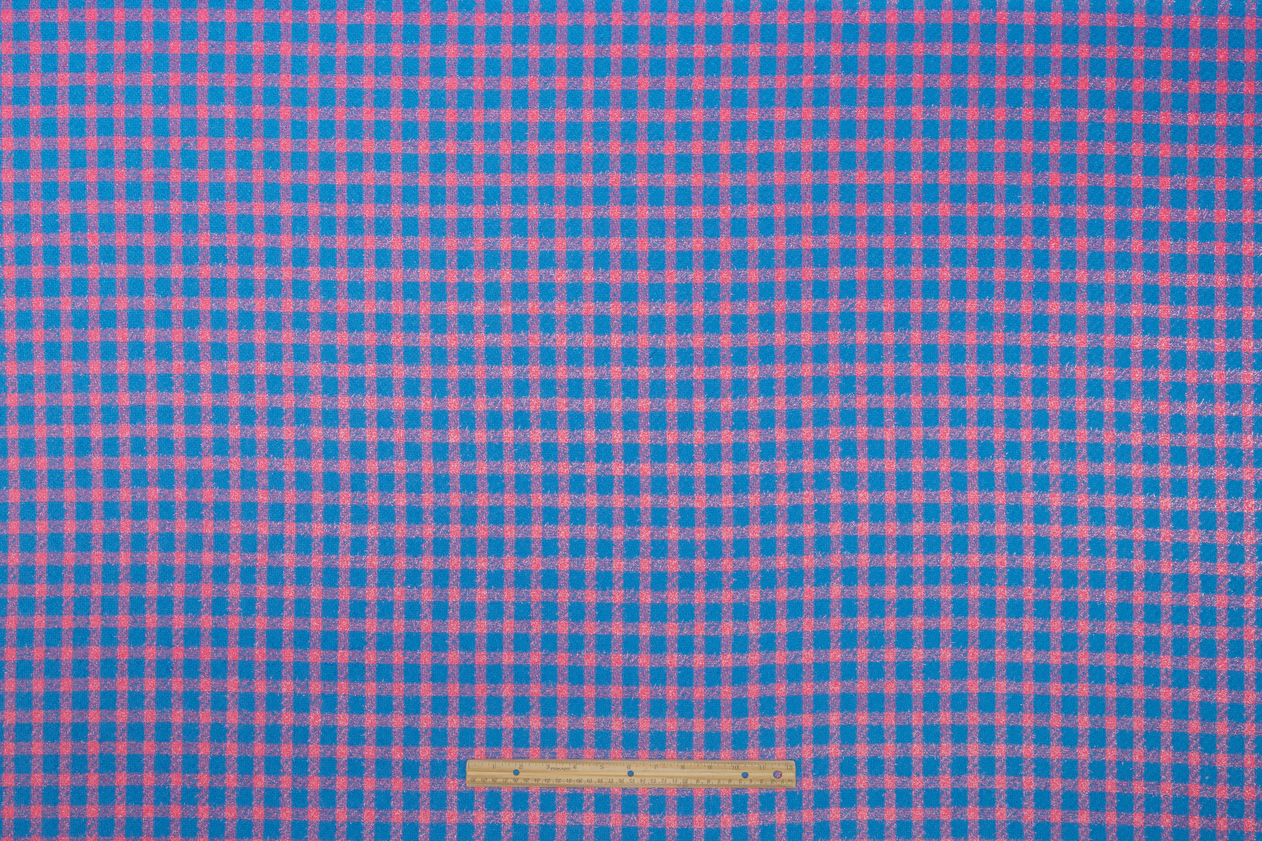 Checked Metallic Italian Wool Blend Tweed - Pink / Blue