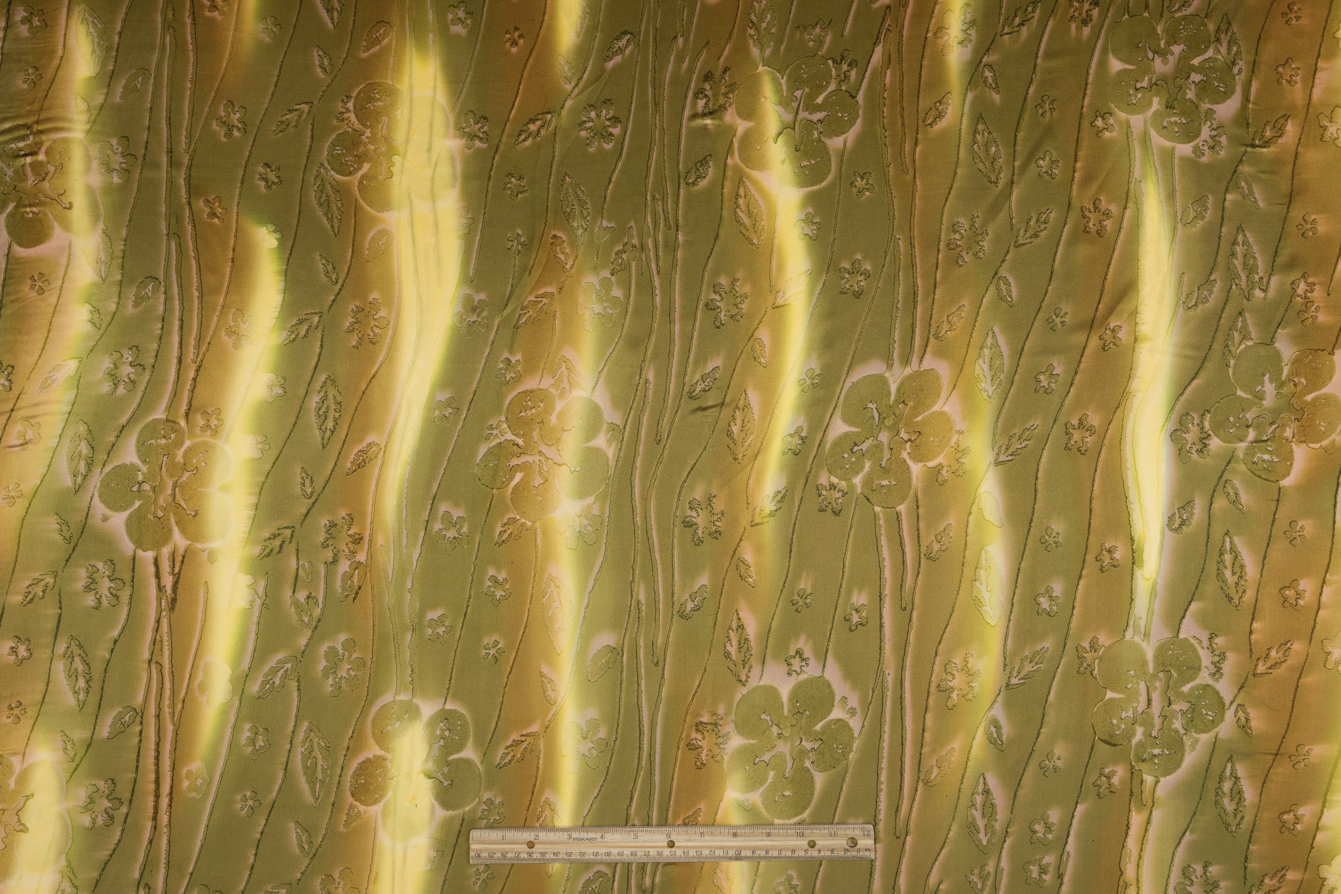 Floral Italian Silk Charmeuse - Olive Green