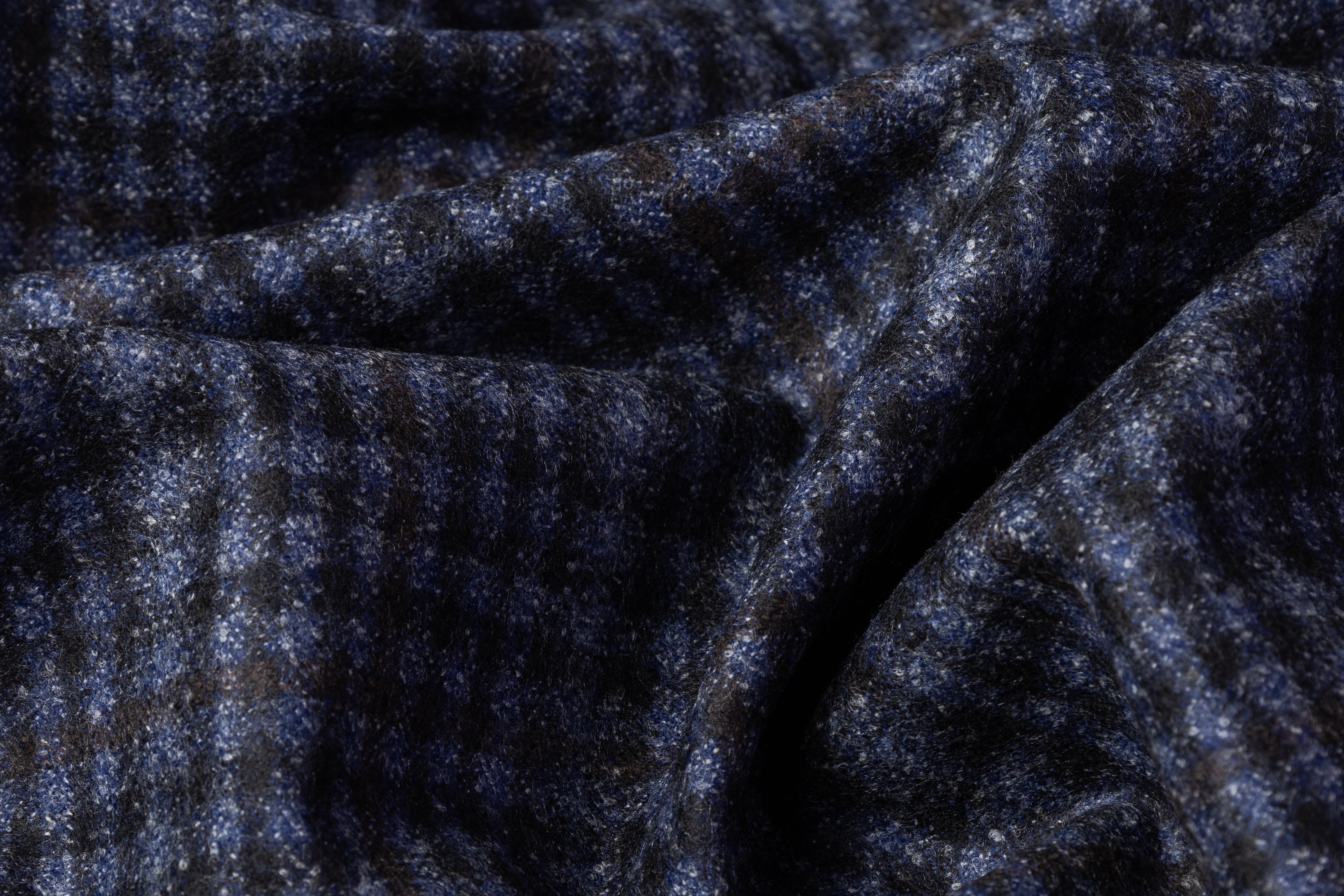Checked Italian Wool Blend Suiting - Blue / Brown