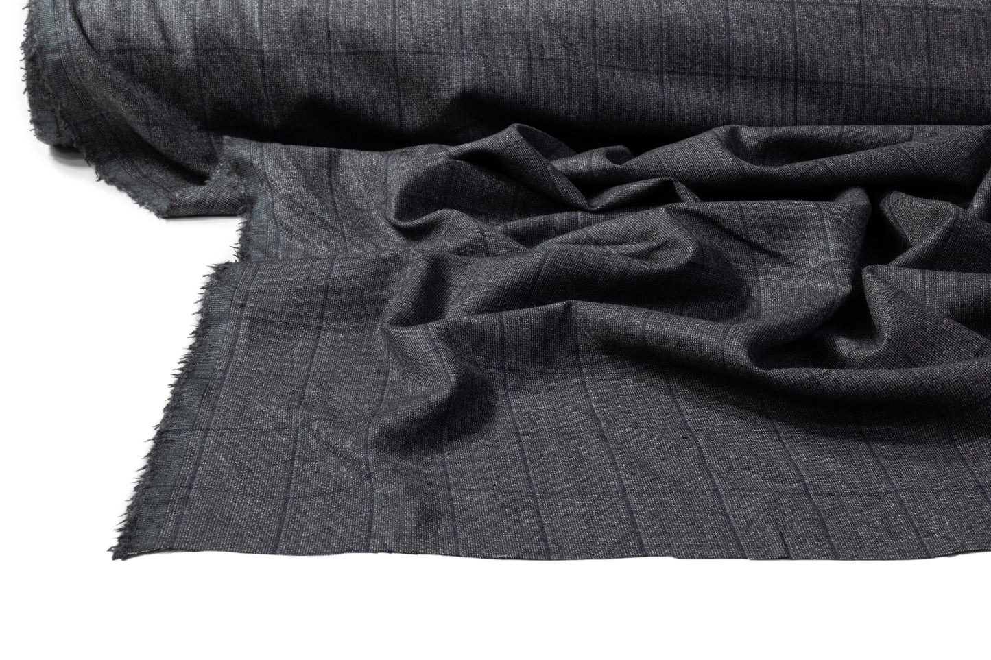 Tollegno - Checked Italian Wool Suiting - Charcoal Gray