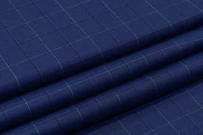 Checked Italian Wool Suiting - Blue / Green