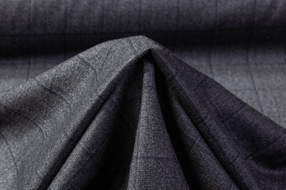 Tollegno - Checked Italian Wool Suiting - Charcoal Gray