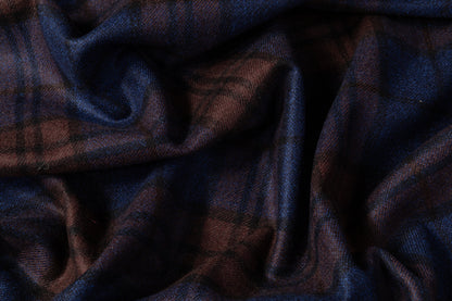 Double Faced Checked Italian Wool - Blue / Brown