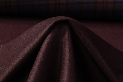 Double Faced Checked Italian Wool - Blue / Brown