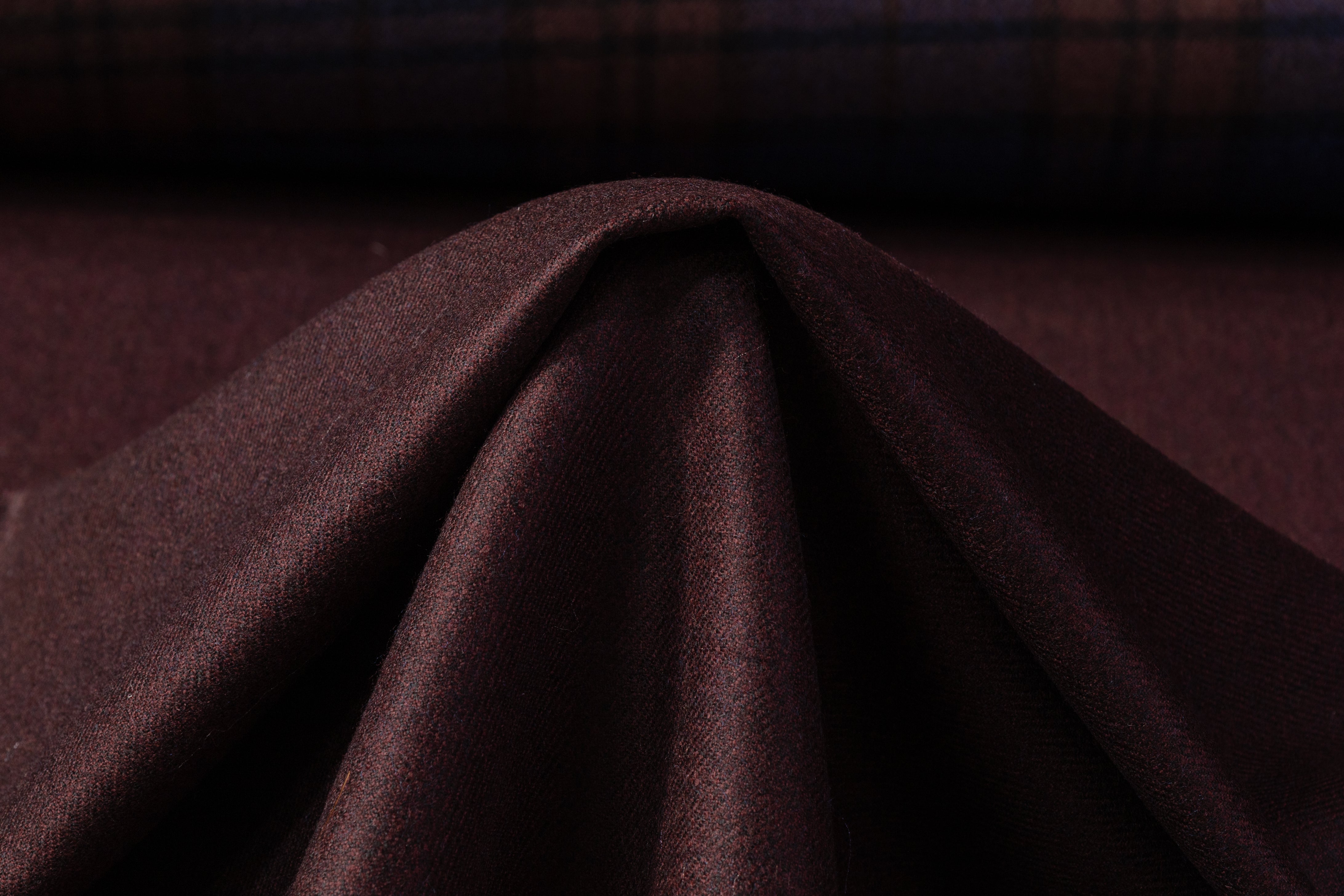 Double Faced Checked Italian Wool - Blue / Brown