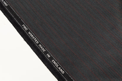Striped Worsted Wool Suiting - Gray / Green / Red