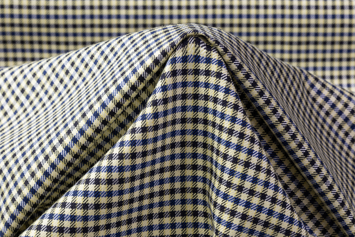 Marzotto - Italian Wool Blend Suiting - Yellow / Blue / Black
