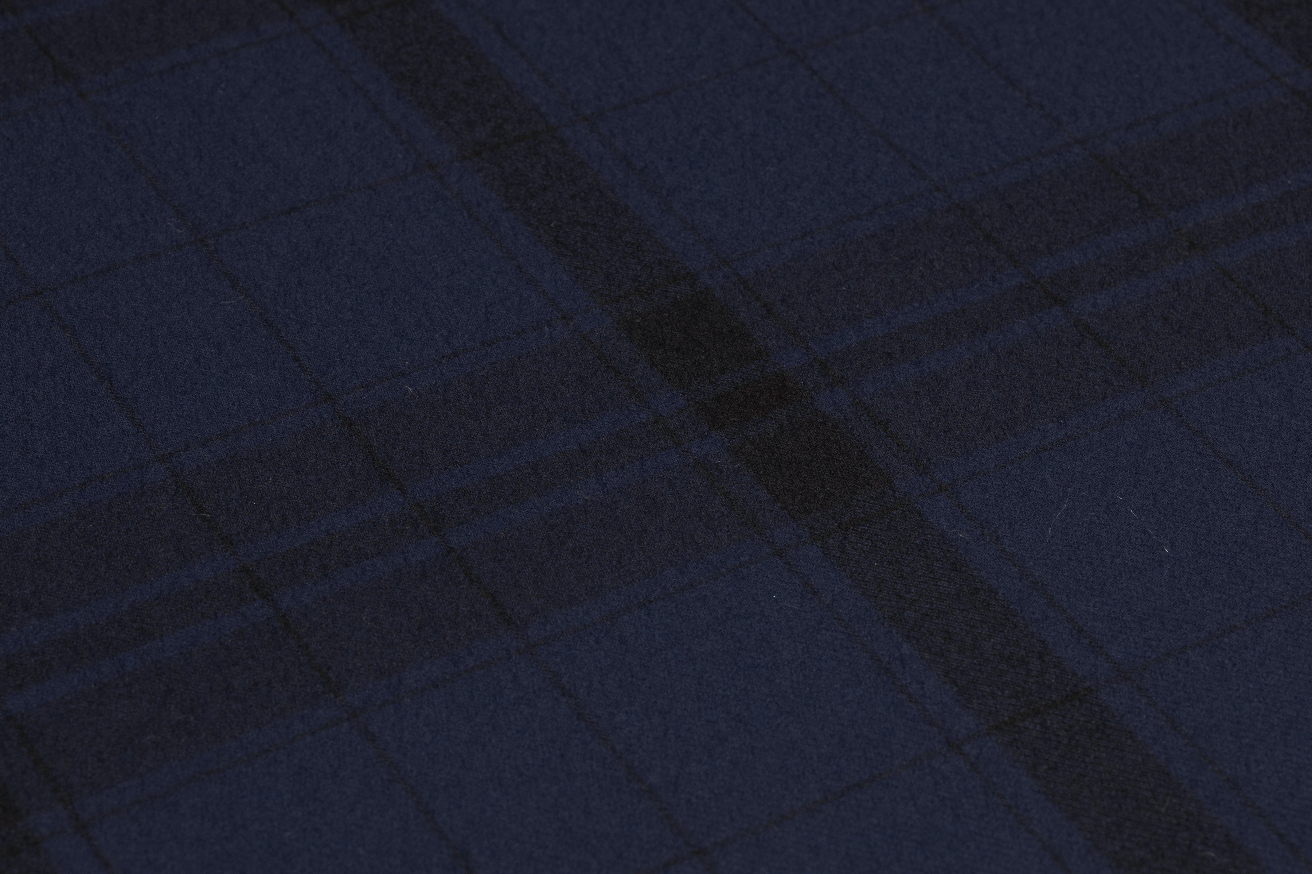 Plaid Italian Wool Flannel Suiting - Navy / Black
