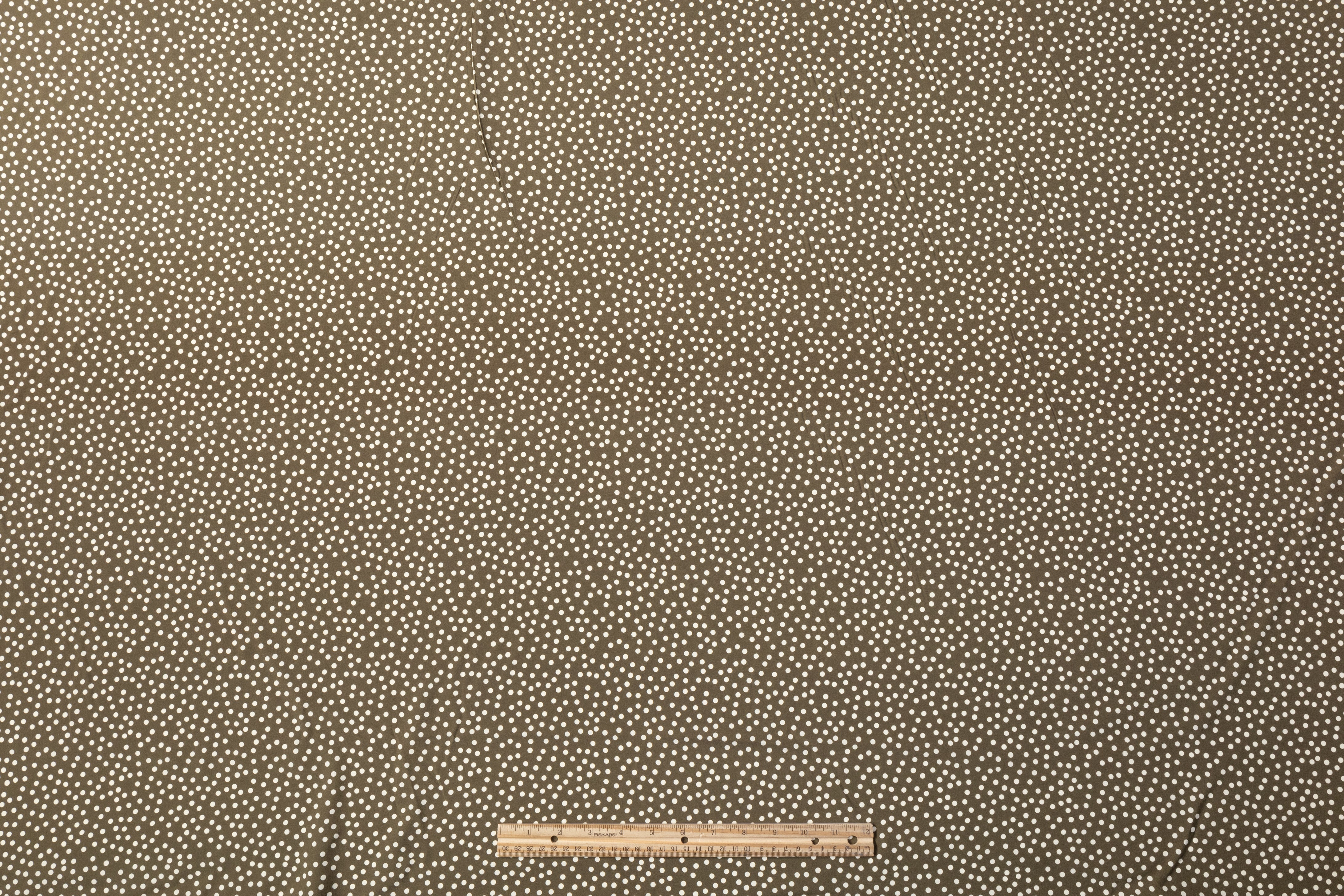 Polka Dot Silk Charmeuse - Olive / Beige