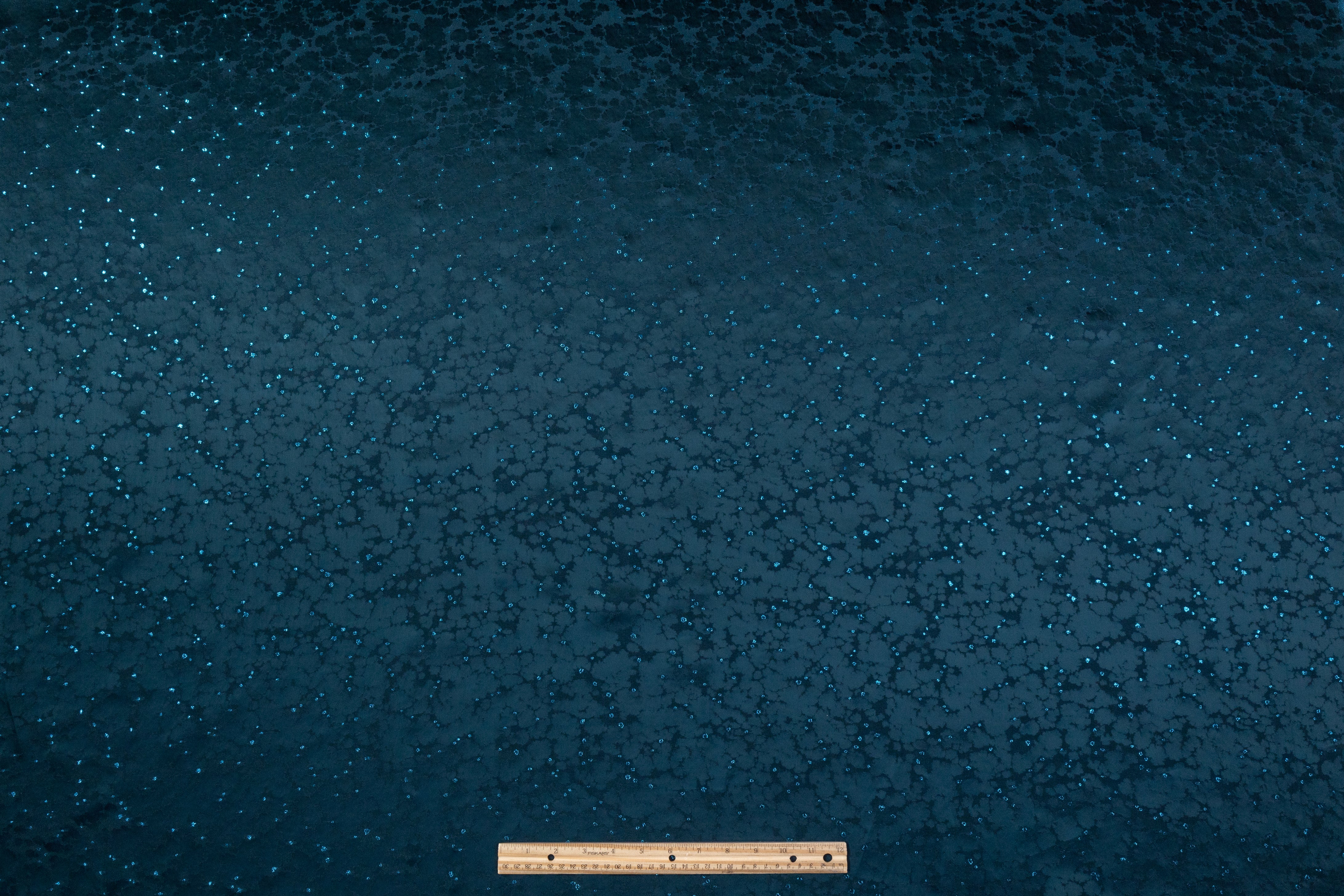 Abstract Metallic Italian Jacquard - Teal Blue